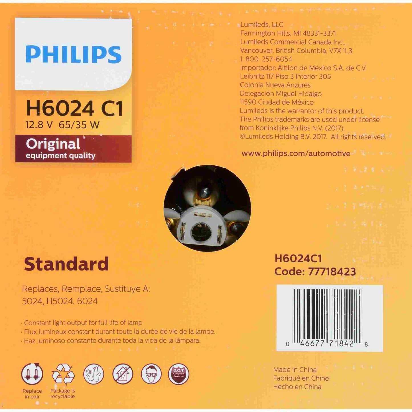 Philips Headlight Bulb H6024C1