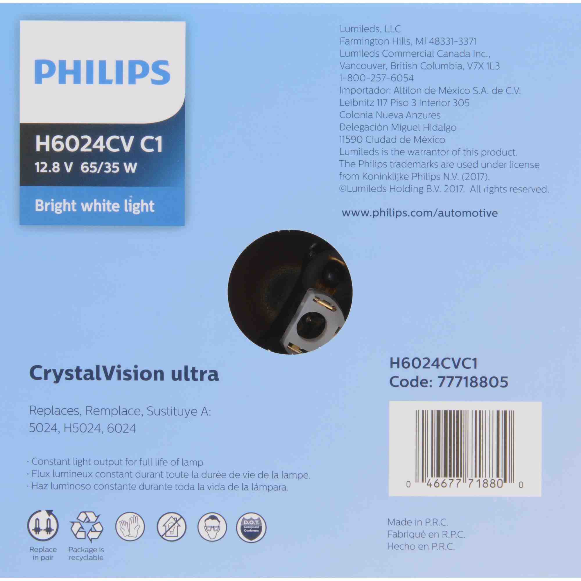 Philips Headlight Bulb H6024CVC1