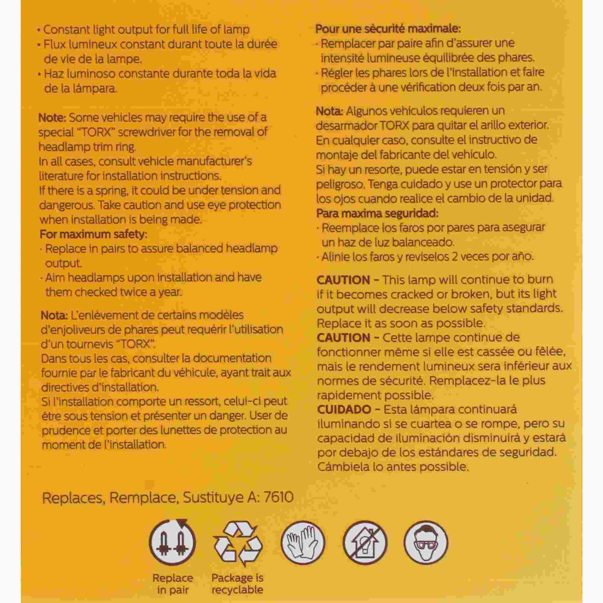 Philips Headlight Bulb H7610C1