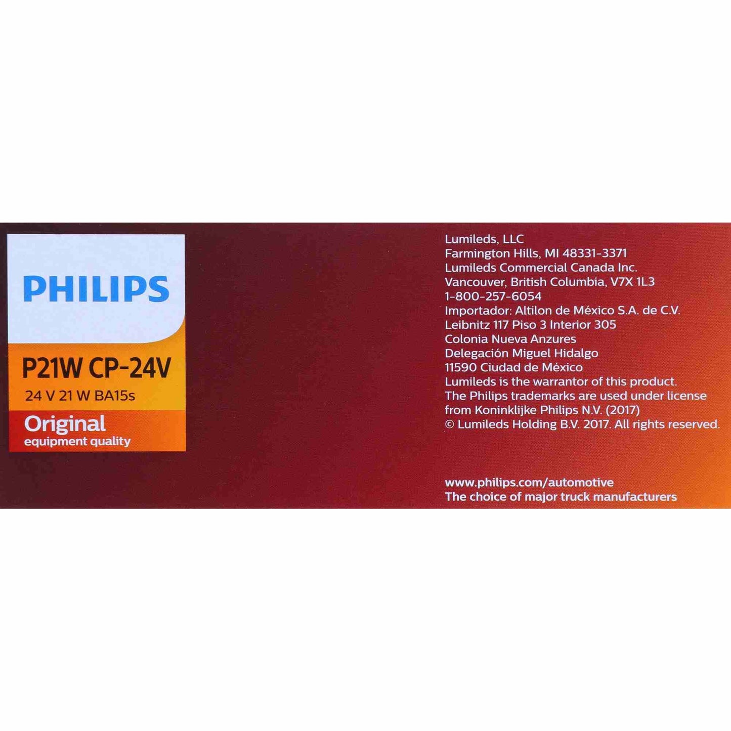 Philips Turn Signal / Parking Light Bulb P21WCP-24V