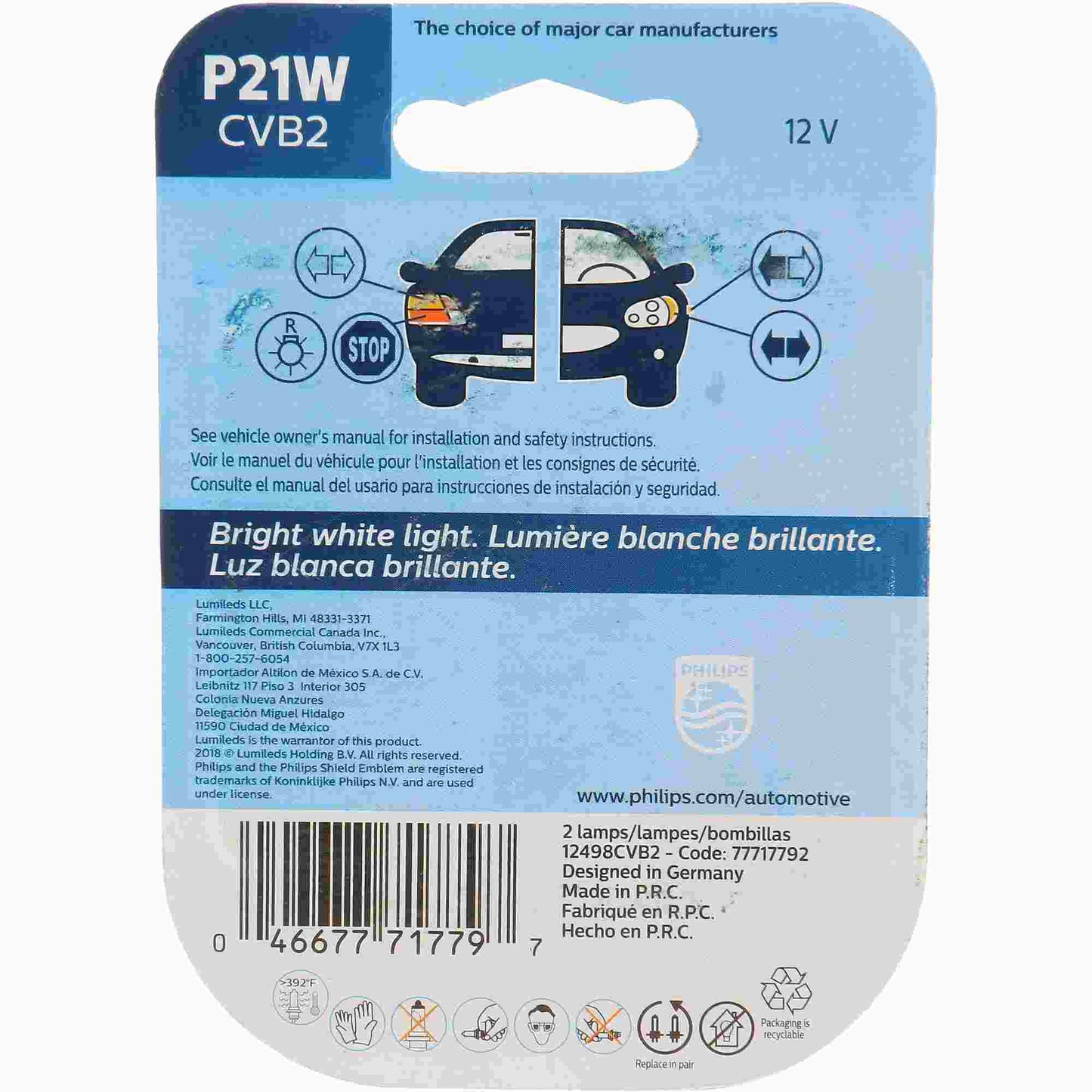 Philips Tail Light Bulb P21WCVB2