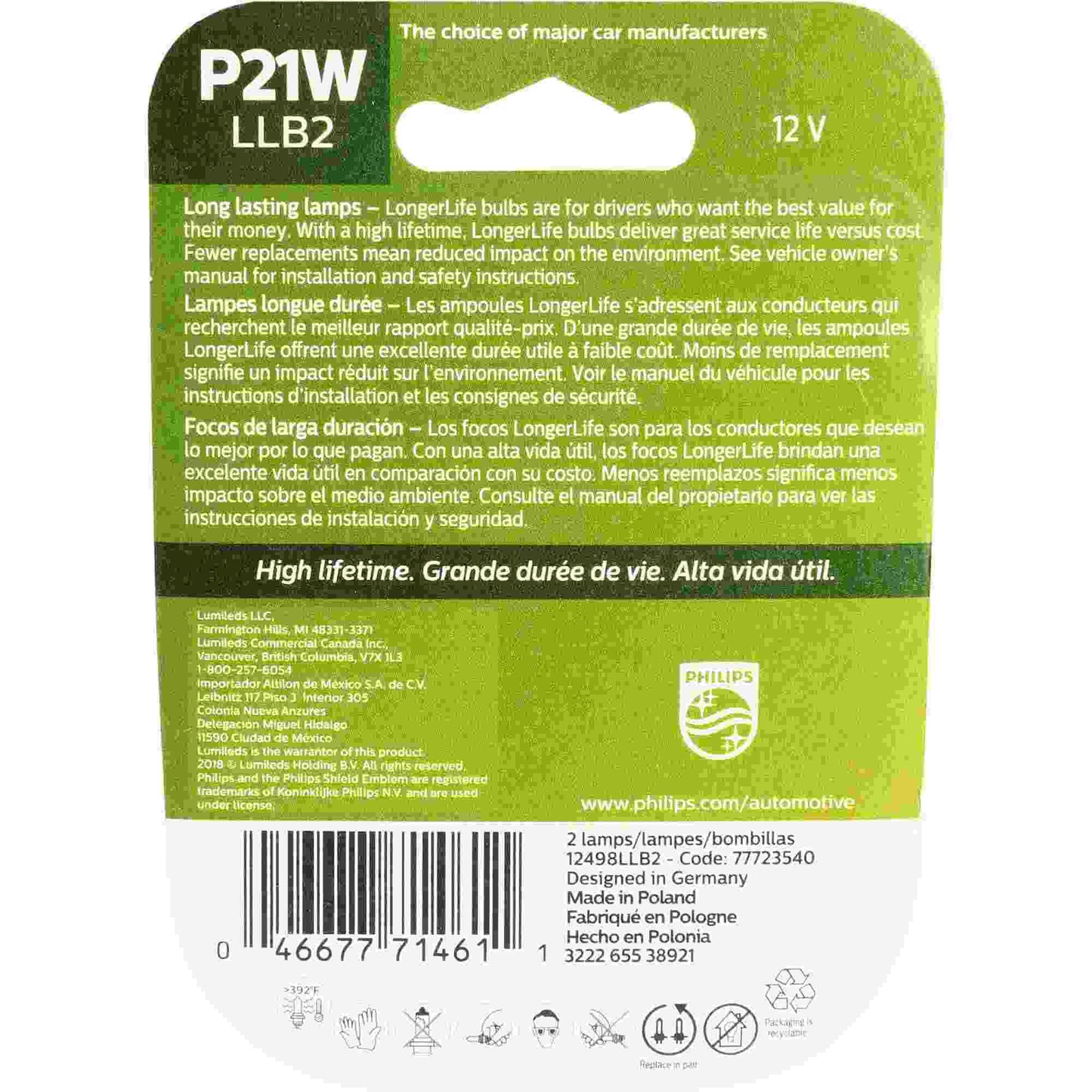 Philips Tail Light Bulb P21WLLB2