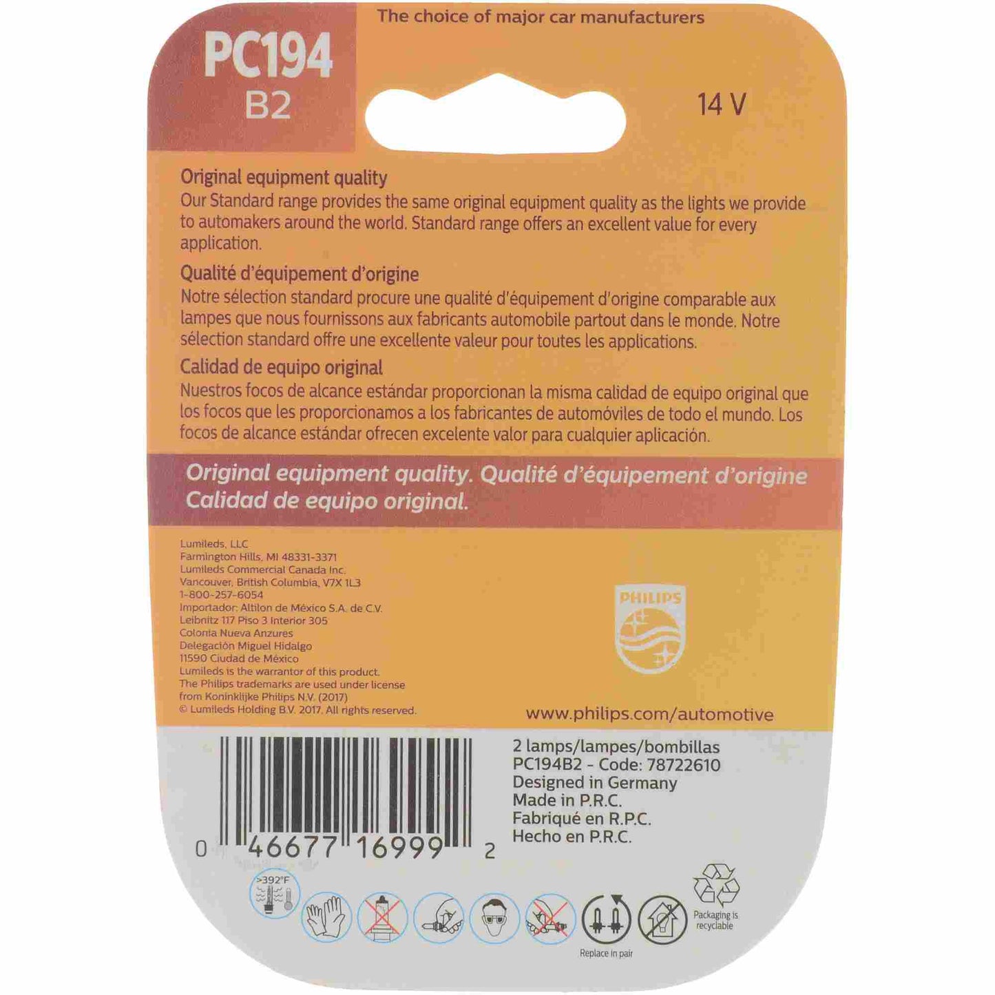 Philips Instrument Panel Courtesy Light Bulb PC194B2