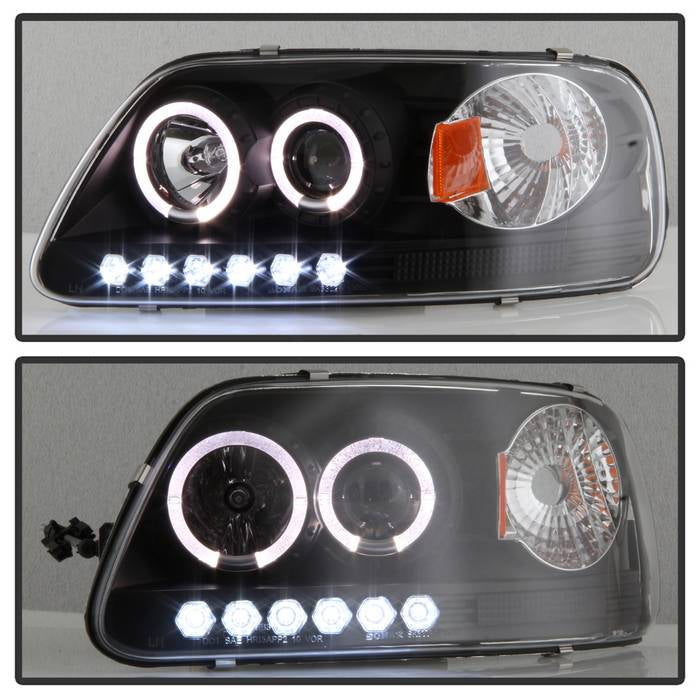 Spyder Ford F150 97-03 Projector - LED Halo Amber Reflctr LED Blk PRO-YD-FF15097-1P-AM-BK 5010261
