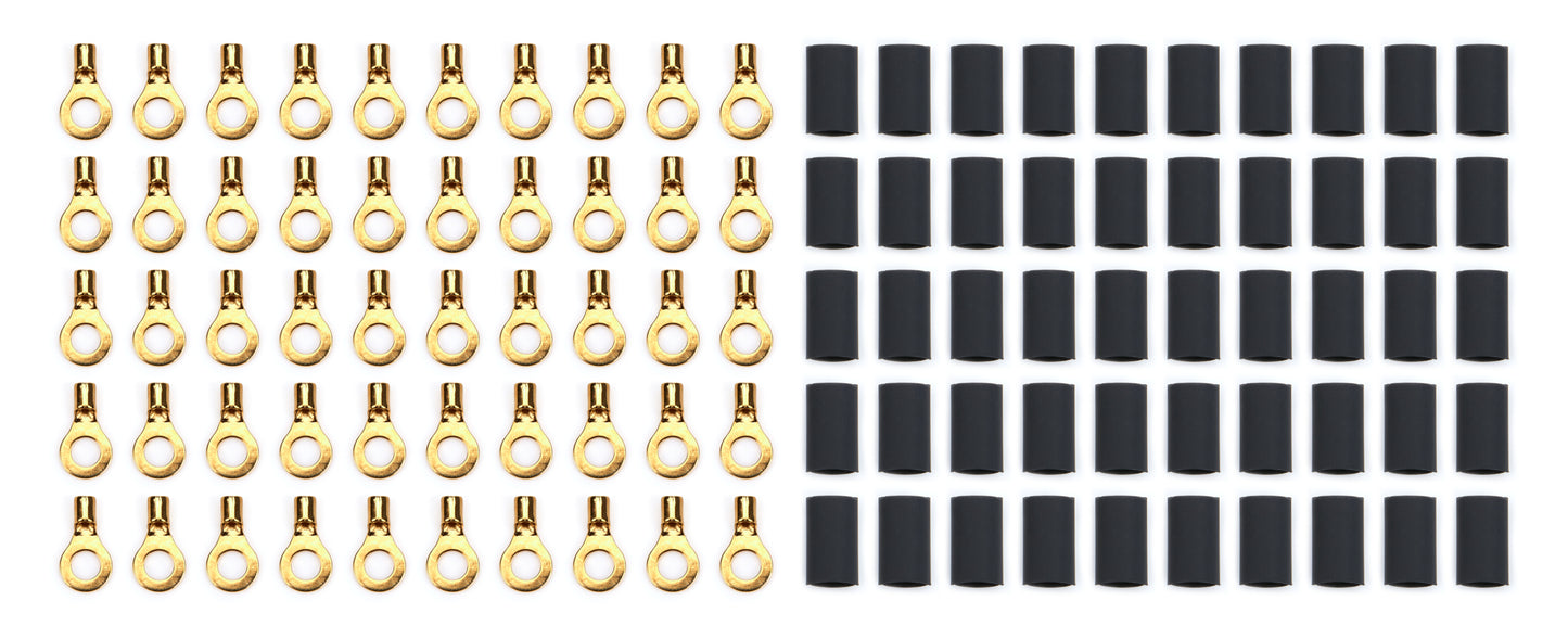 Quickcar Racing Products Ring Terminal #10 14-16 Ga w/Heat Shrink 50pk Wiring Components Wiring Connectors and Terminals main image