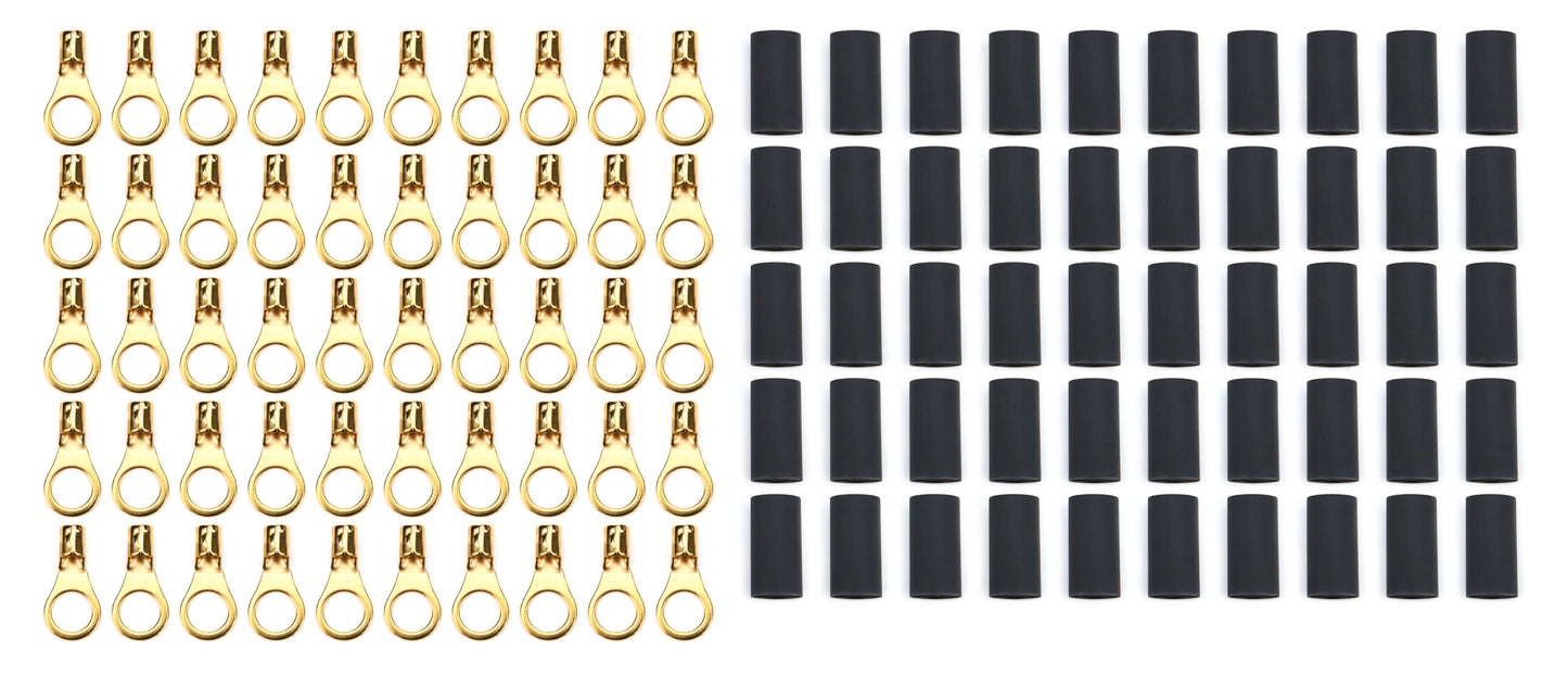 Quickcar Racing Products Ring Terminal 3/8in 8-10 Ga w/Heat Shrink 50pk Wiring Components Wiring Connectors and Terminals main image