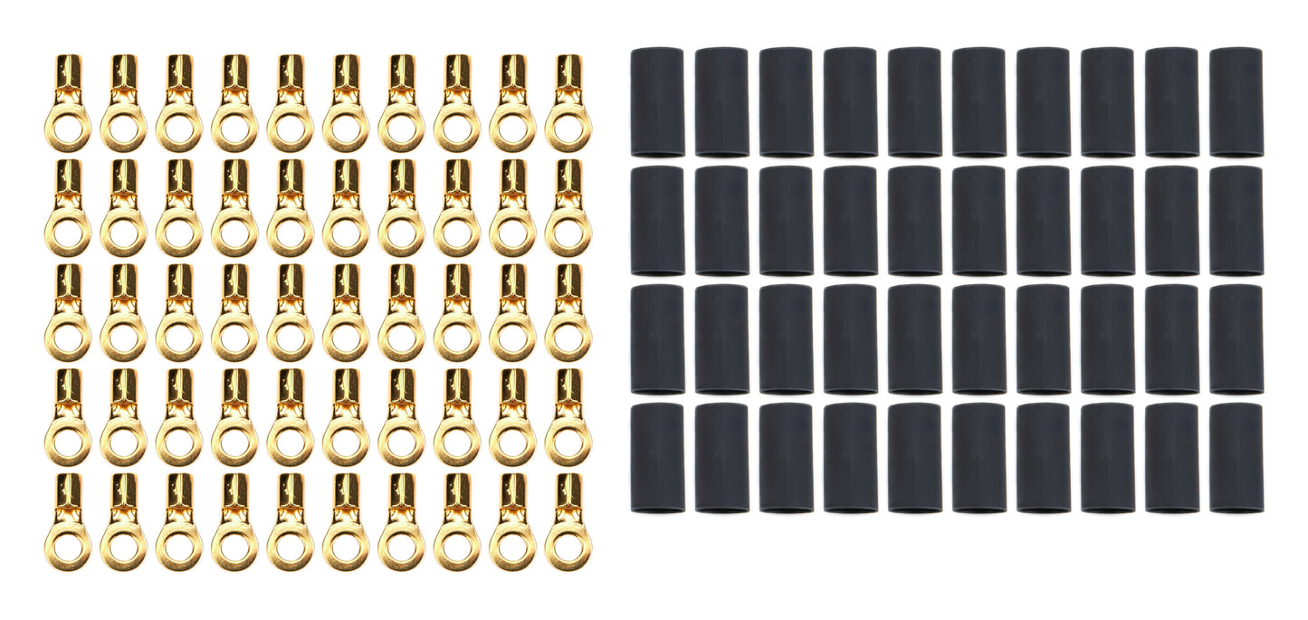 Quickcar Racing Products Ring Terminal 1/4in 8 Ga w/Heat Shrink 50pk Wiring Components Wiring Connectors and Terminals main image