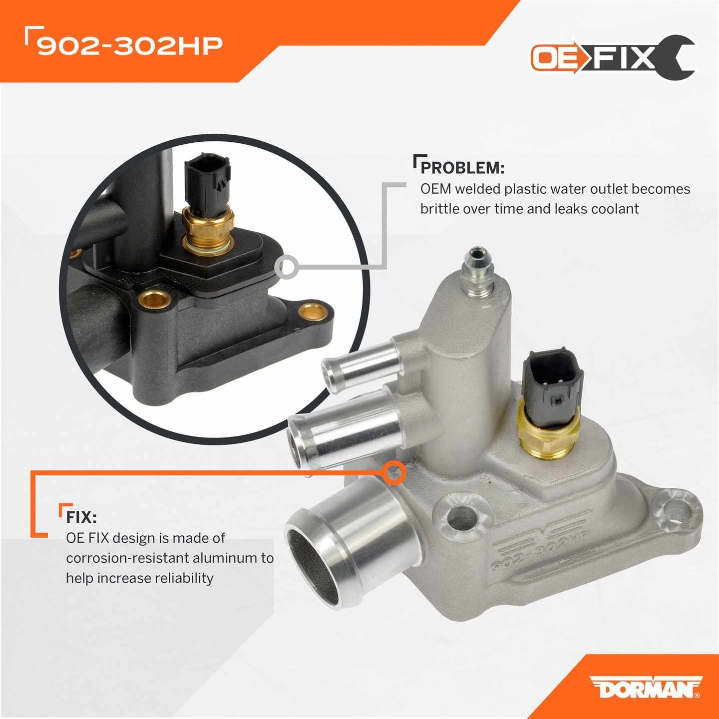 Dorman - OE Solutions ENGINE COOLANT WATER OUTLET 902-302HP