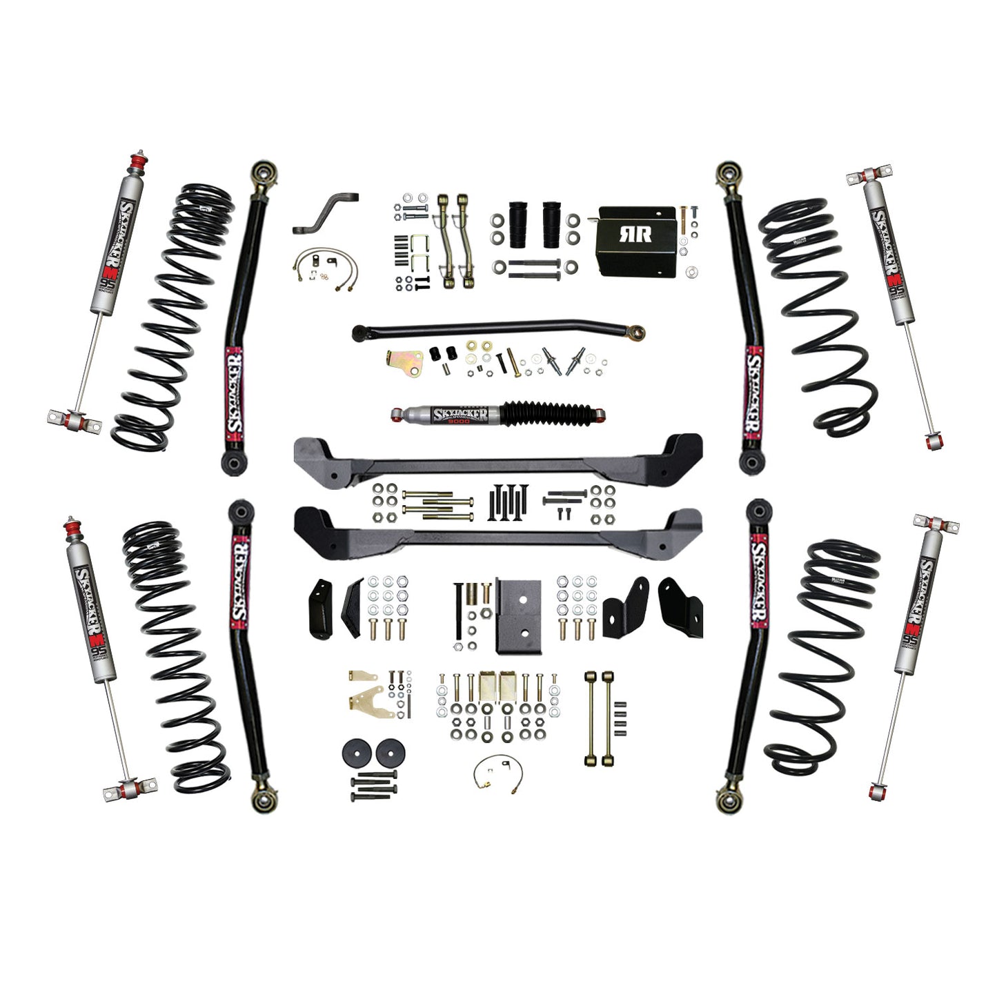 Skyjacker 97-06 Jeep TJ 4in Dual Rate Long Travel Coils Long Arm RR1 Lift Kit w/ M95 Monotube Shocks TJ40RR1LTK-M