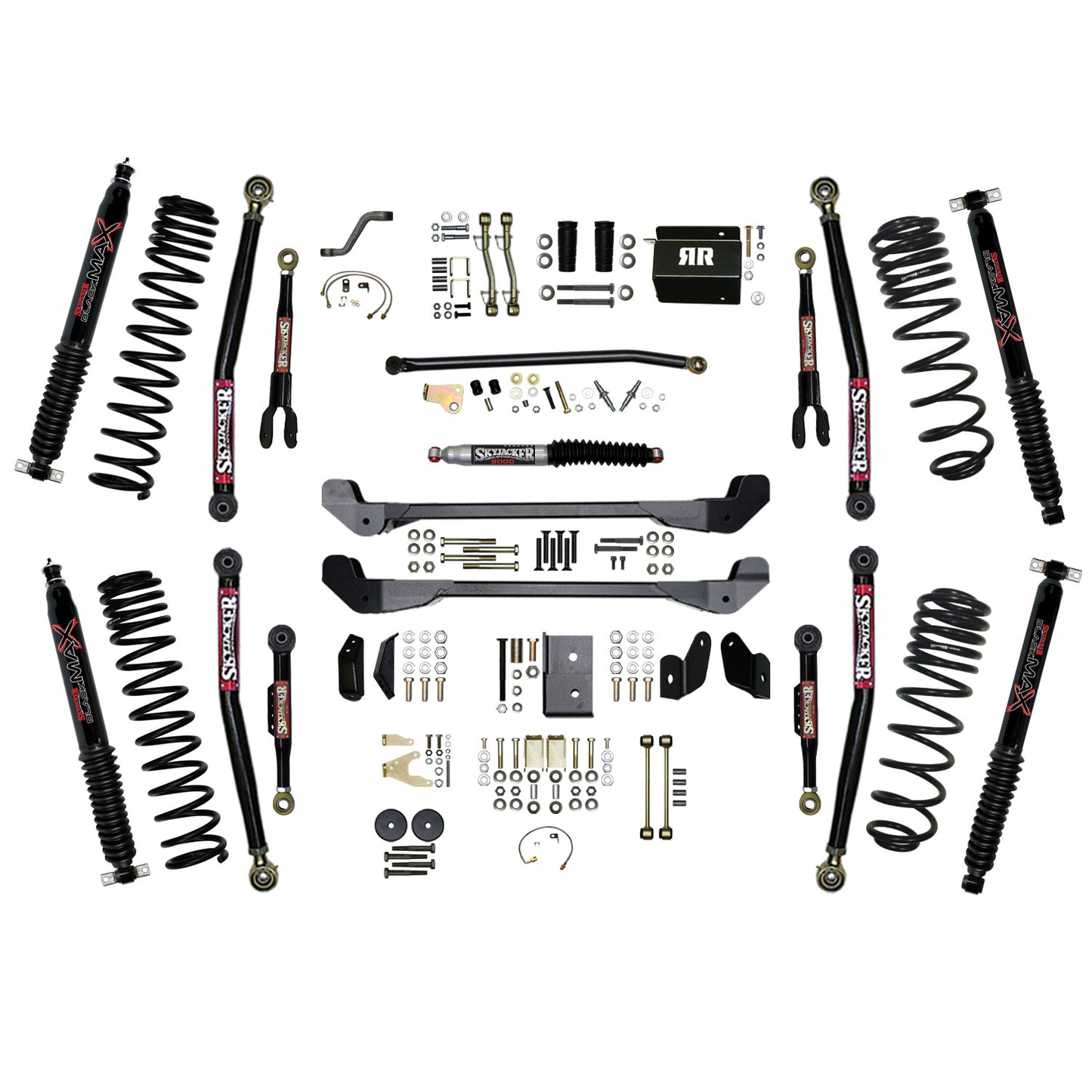 Skyjacker 97-06 Jeep TJ 6in Dual Rate Long Travel Coils Long Arm RR2 Lift Kit w/ Black Max Shocks TJ60RR2LTK-B