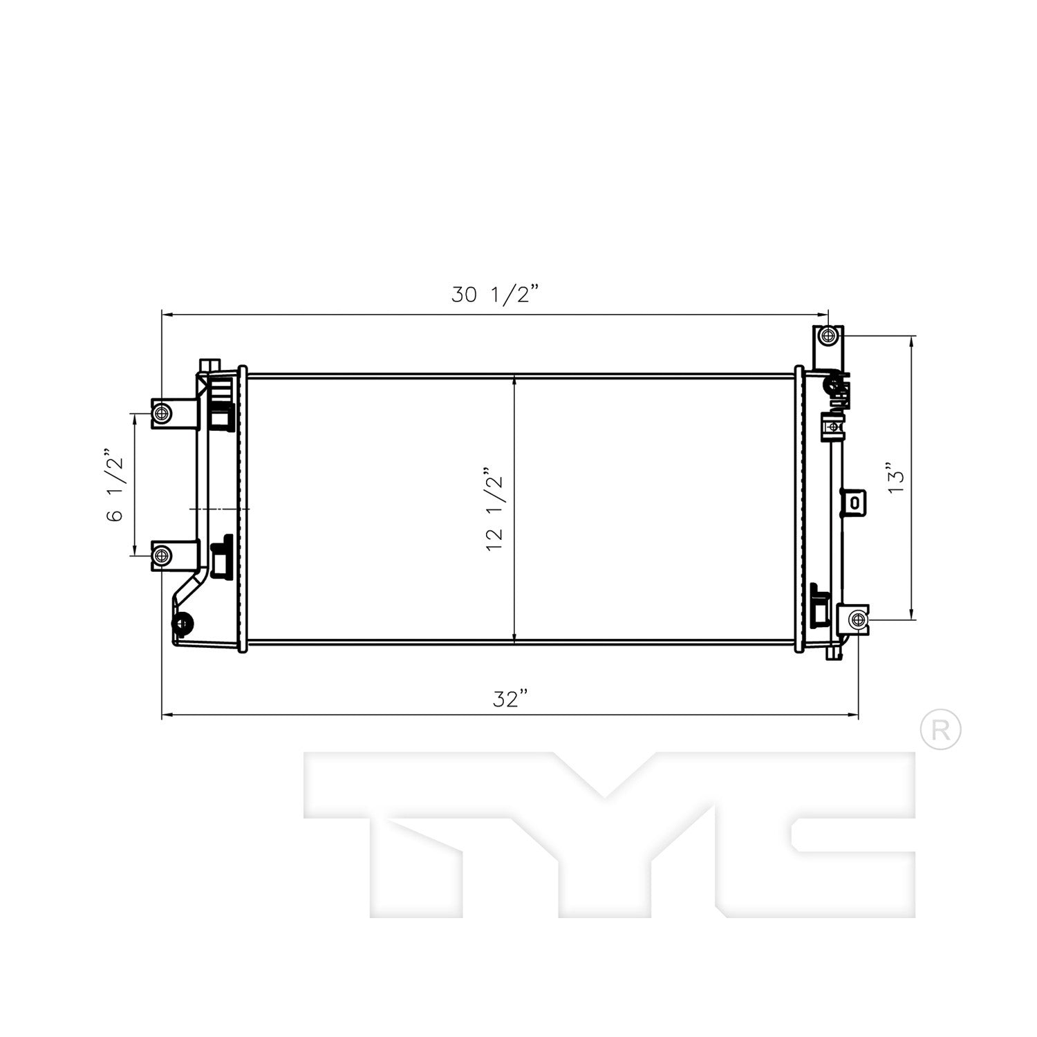 TYC Radiator top view frsport 13442