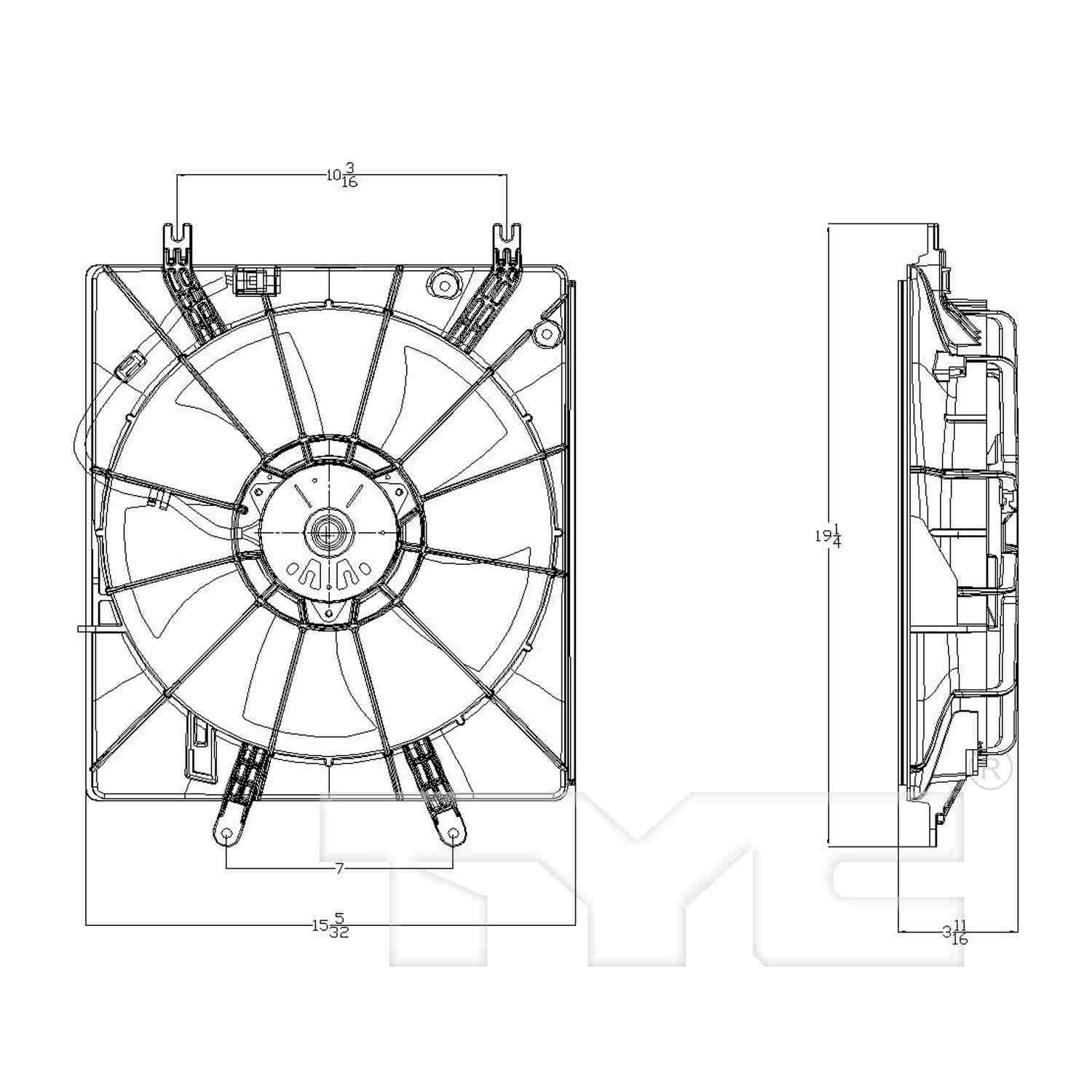 TYC Engine Cooling Fan Assembly 601150