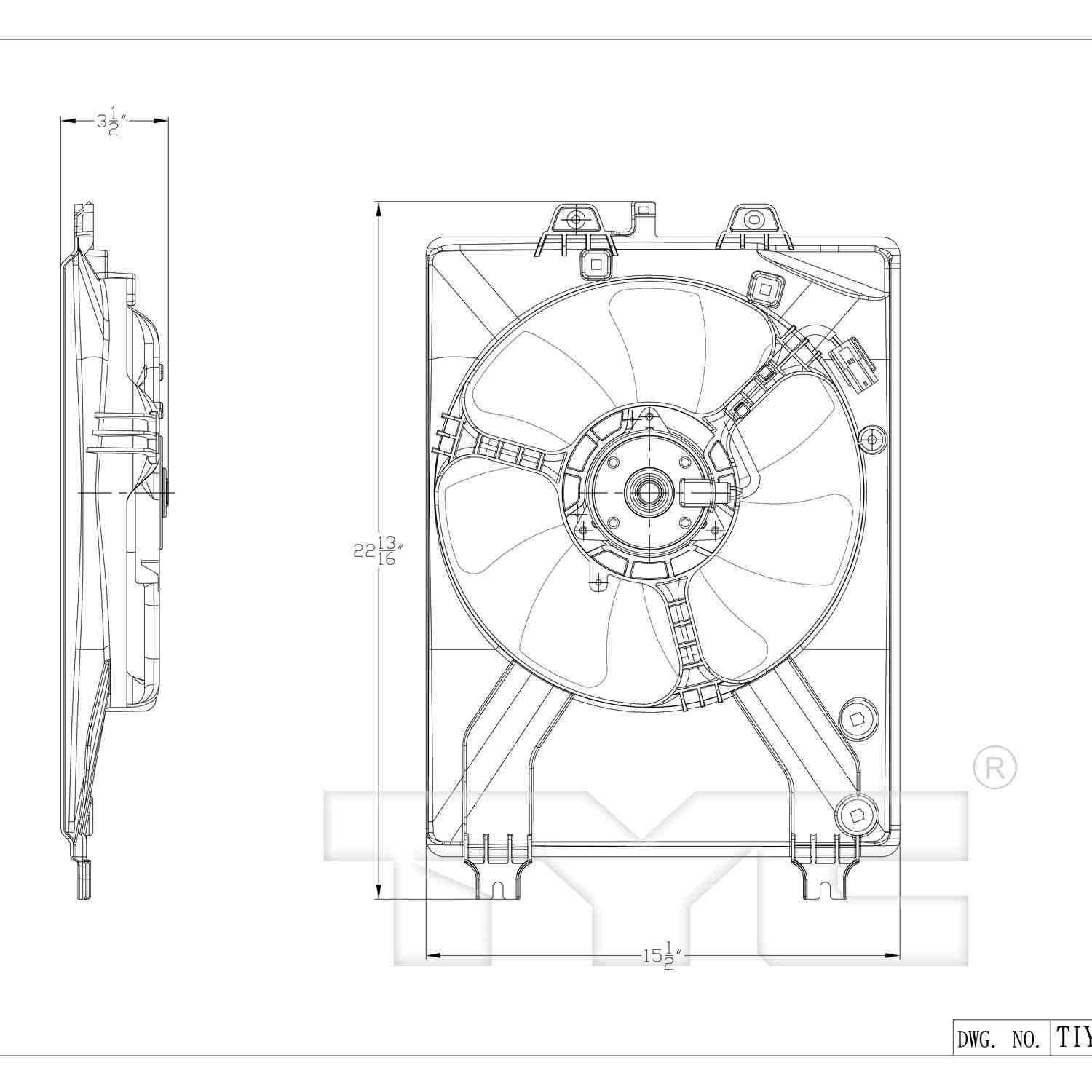 TYC A/C Condenser Fan Assembly 601530