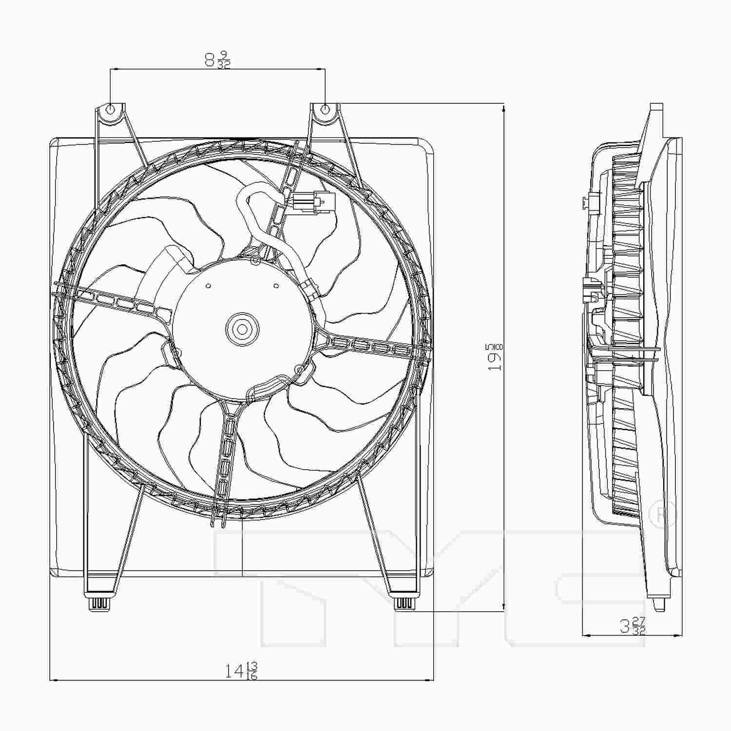 TYC A/C Condenser Fan Assembly 611000