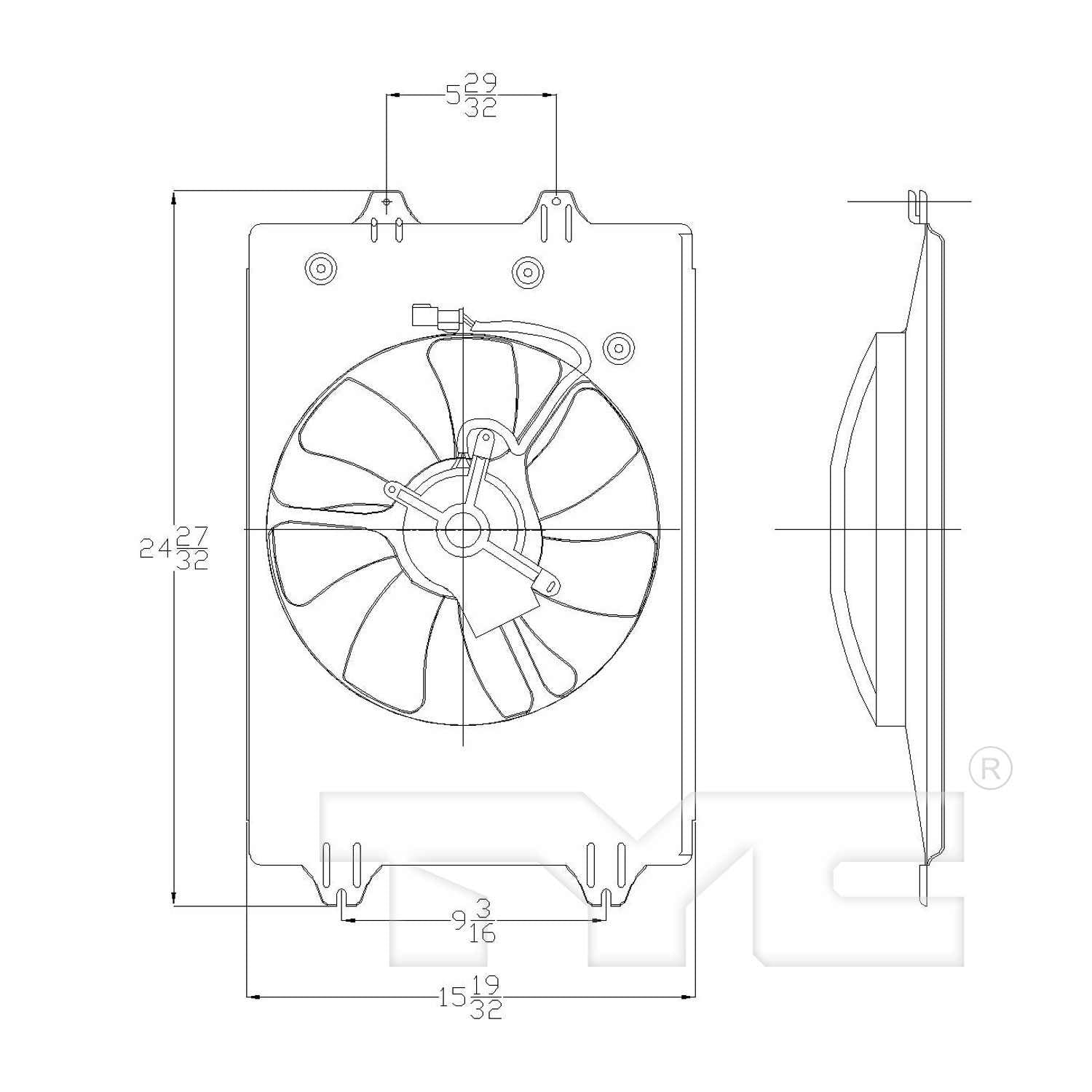 TYC A/C Condenser Fan Assembly 611060