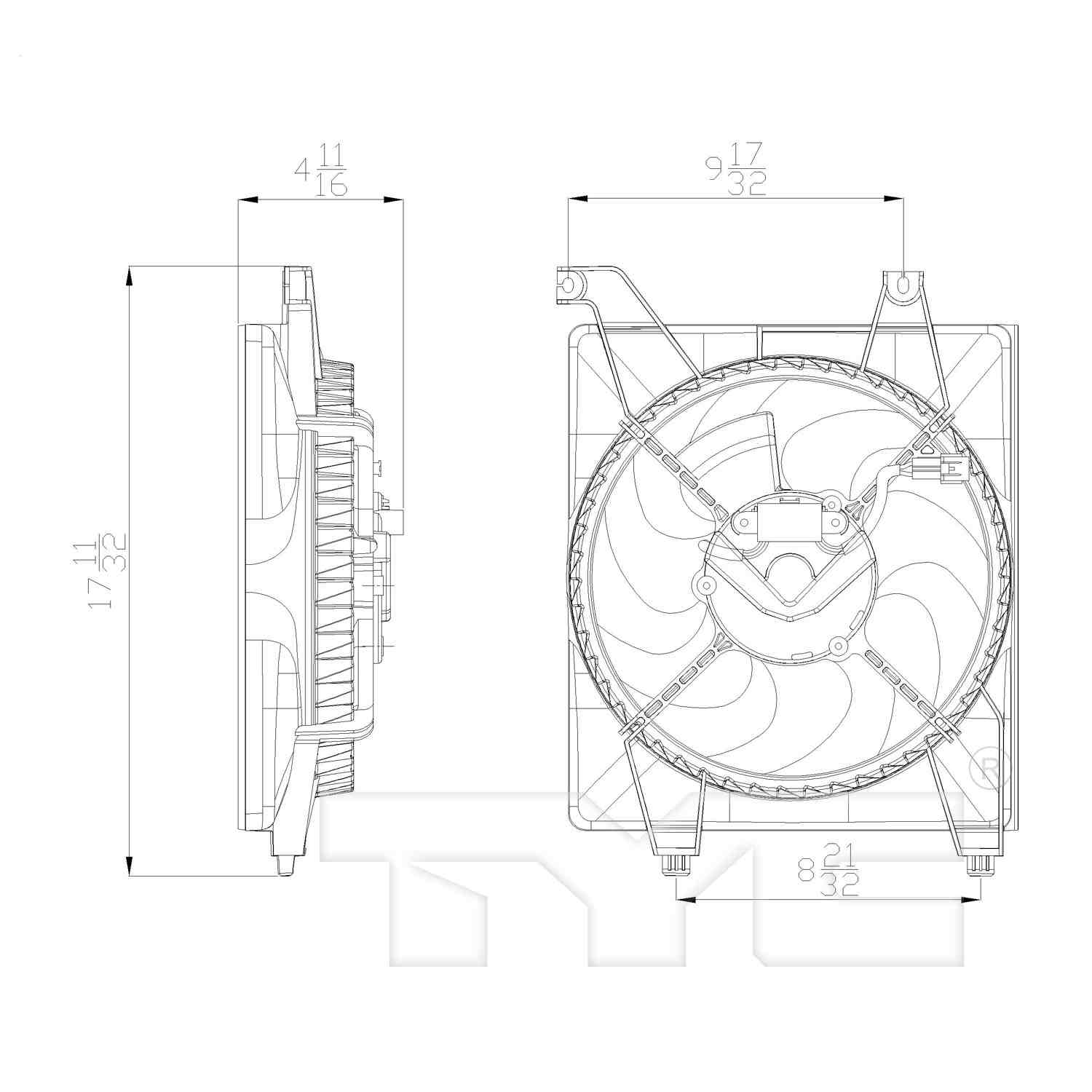 TYC A/C Condenser Fan Assembly 611080