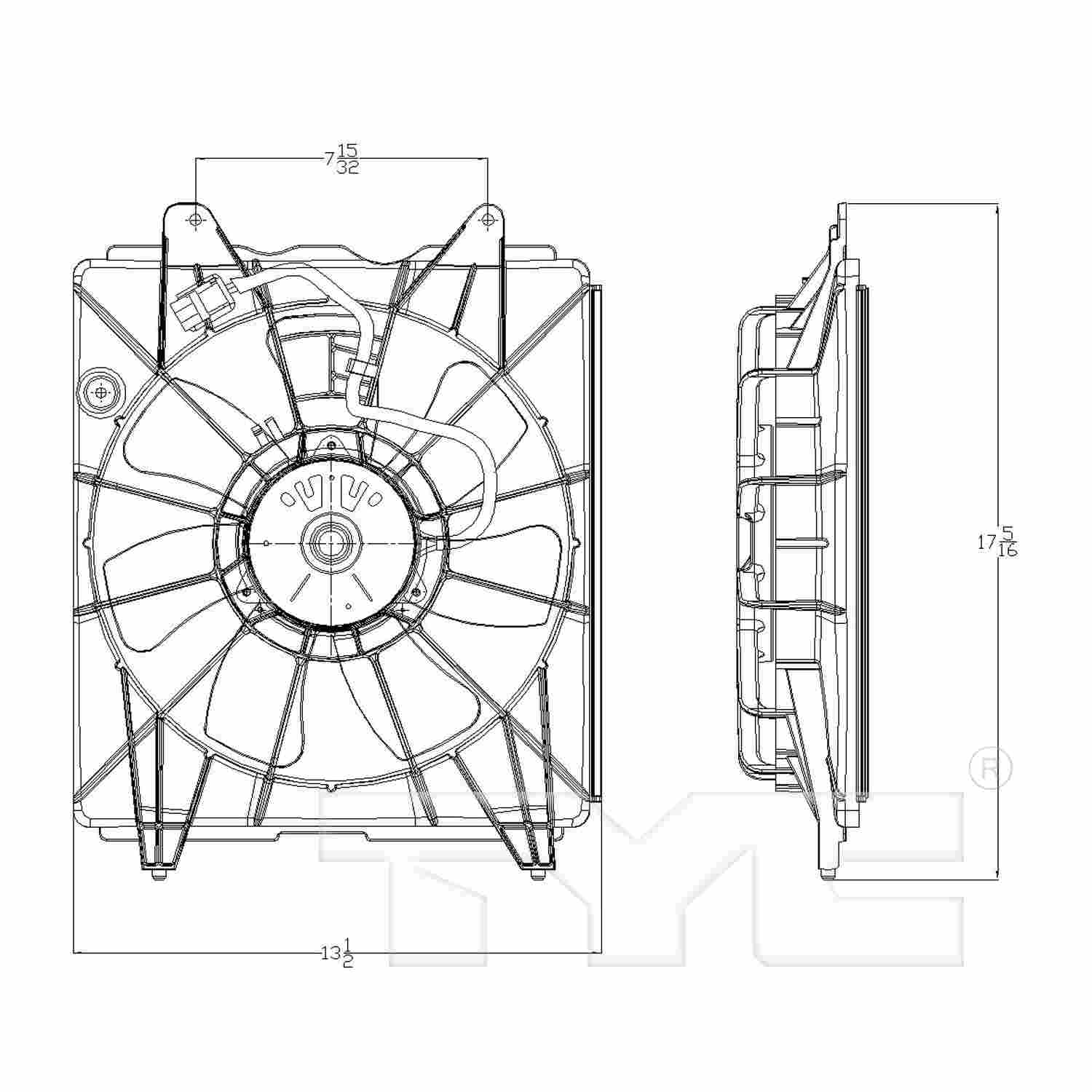 TYC A/C Condenser Fan Assembly 611140
