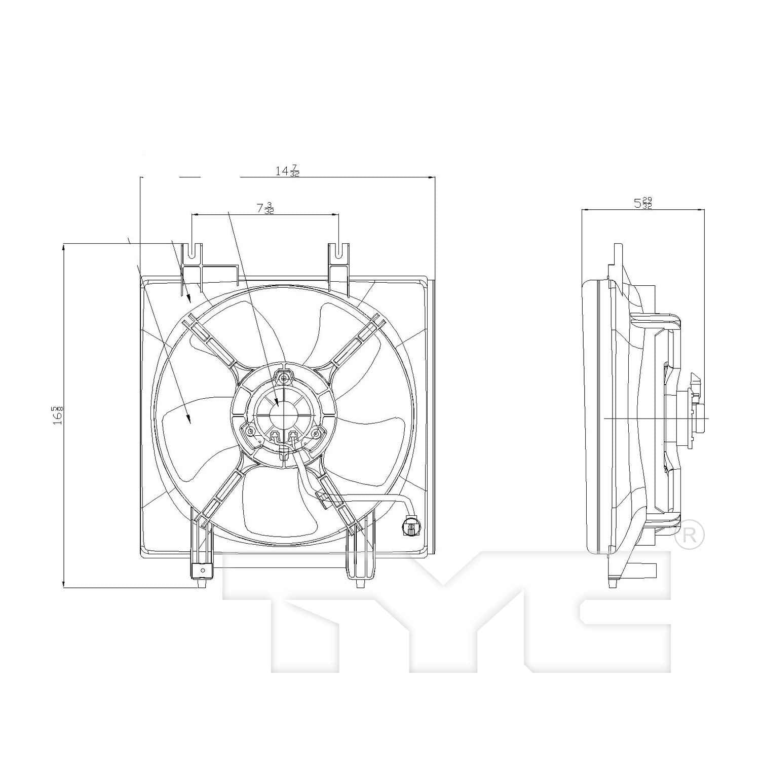 TYC A/C Condenser Fan Assembly 611250