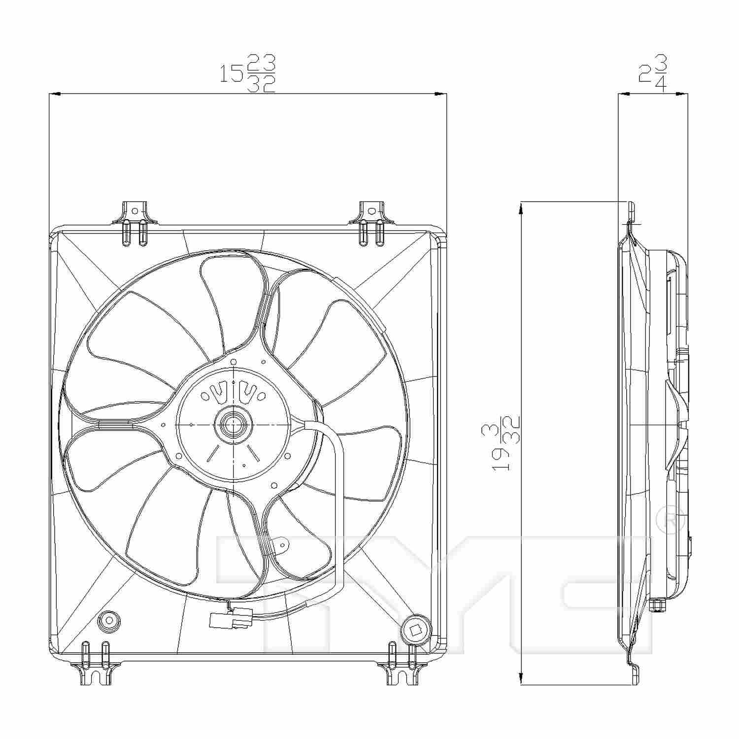 TYC A/C Condenser Fan Assembly 611320