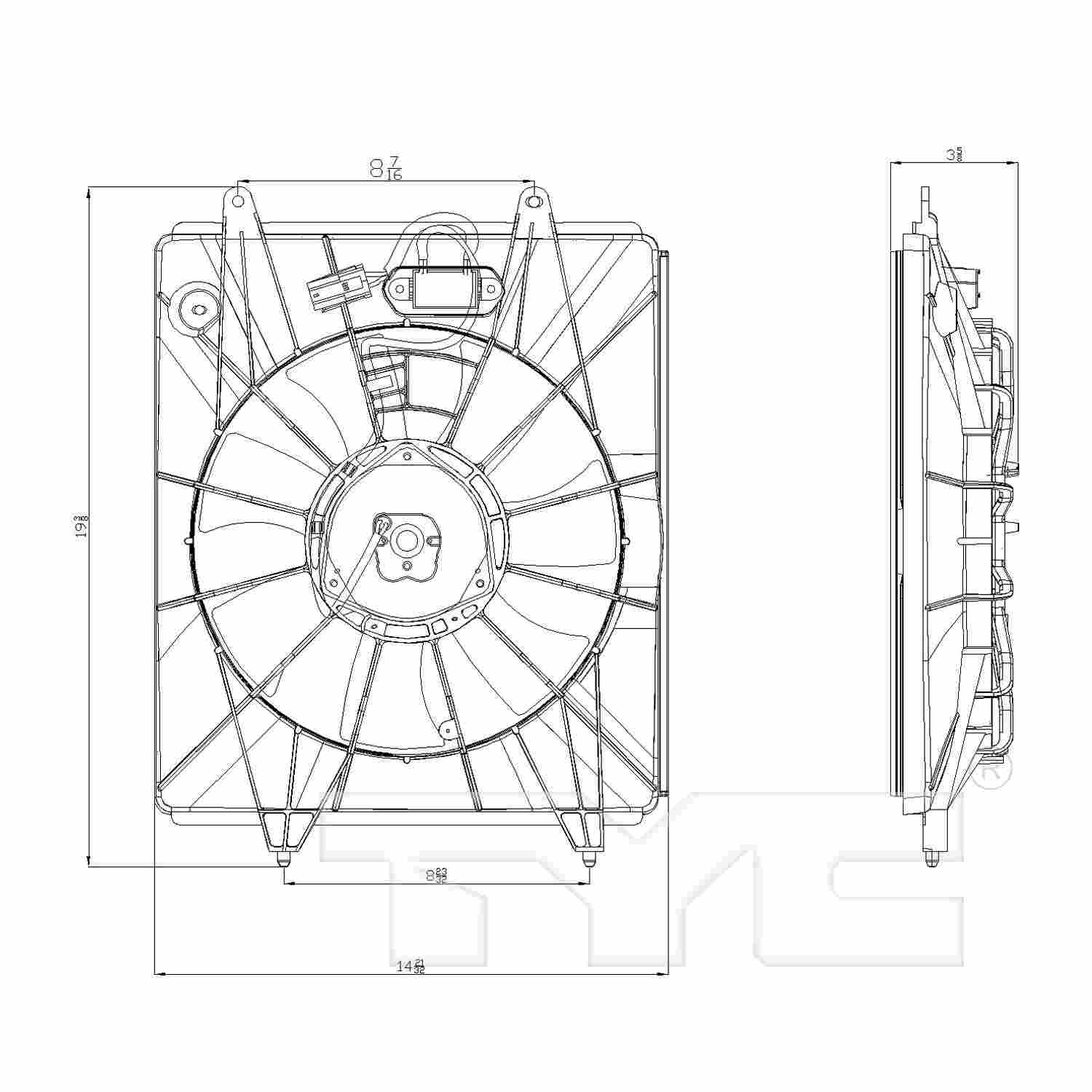 TYC A/C Condenser Fan Assembly