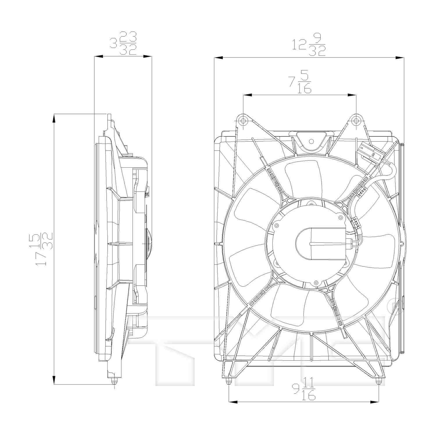 TYC A/C Condenser Fan Assembly 611350