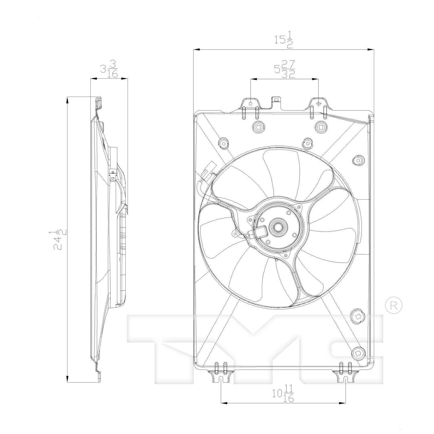 TYC A/C Condenser Fan Assembly 611370