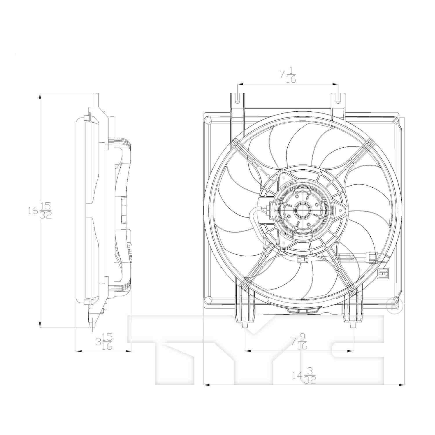 TYC A/C Condenser Fan Assembly 611390