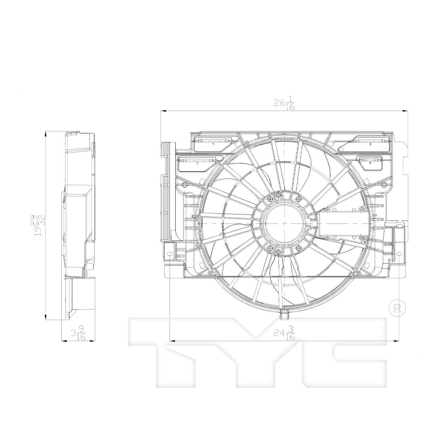 TYC A/C Condenser Fan Assembly 611400