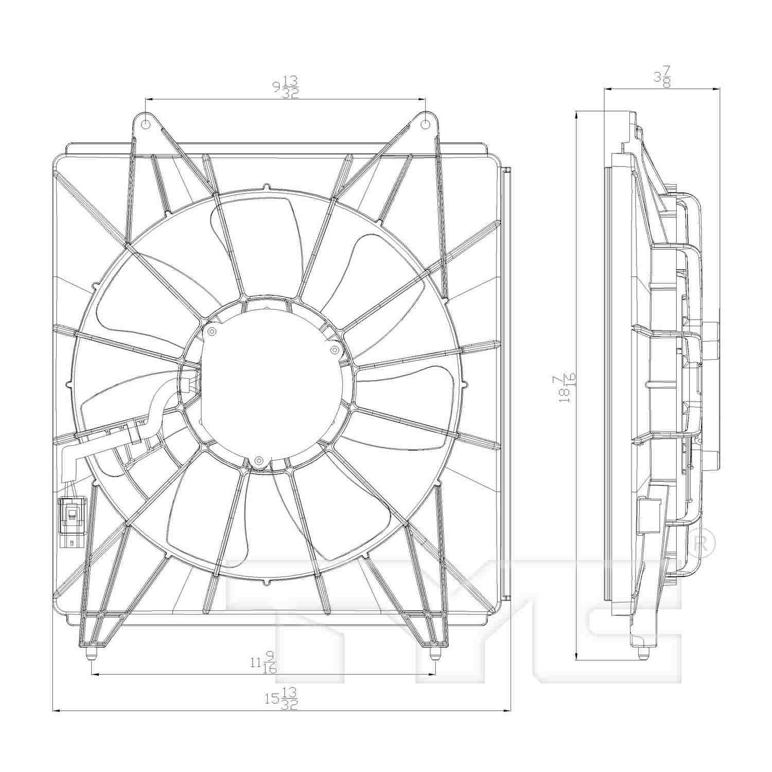 TYC A/C Condenser Fan Assembly