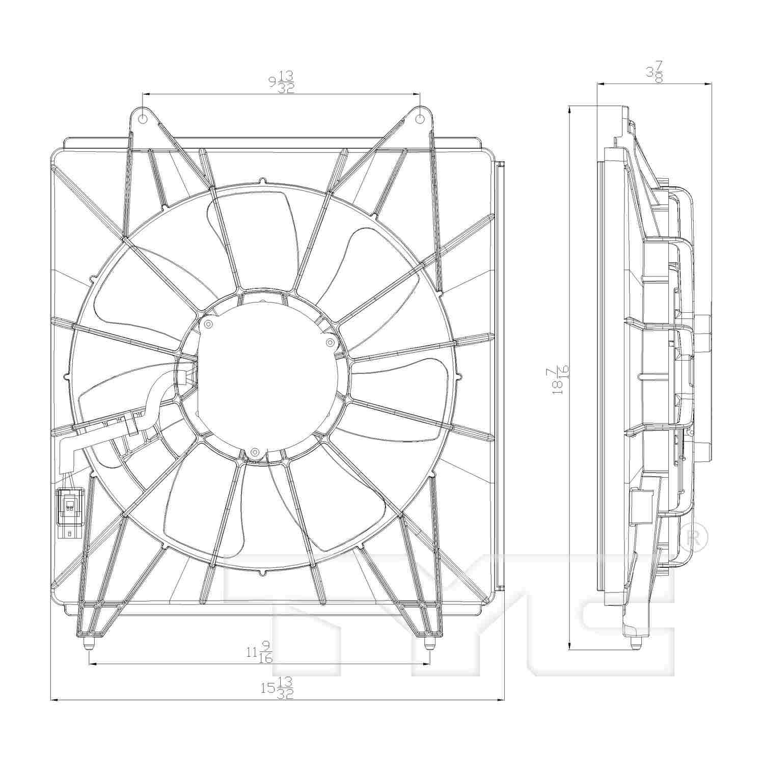 TYC A/C Condenser Fan Assembly 611430