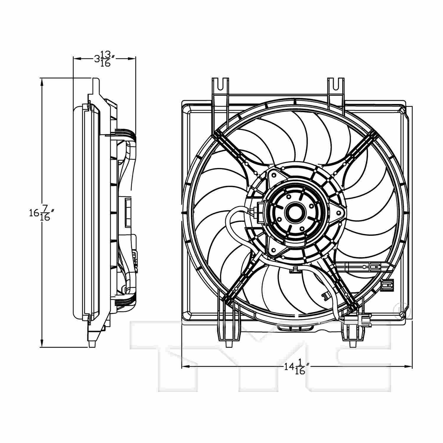 TYC A/C Condenser Fan Assembly 611460