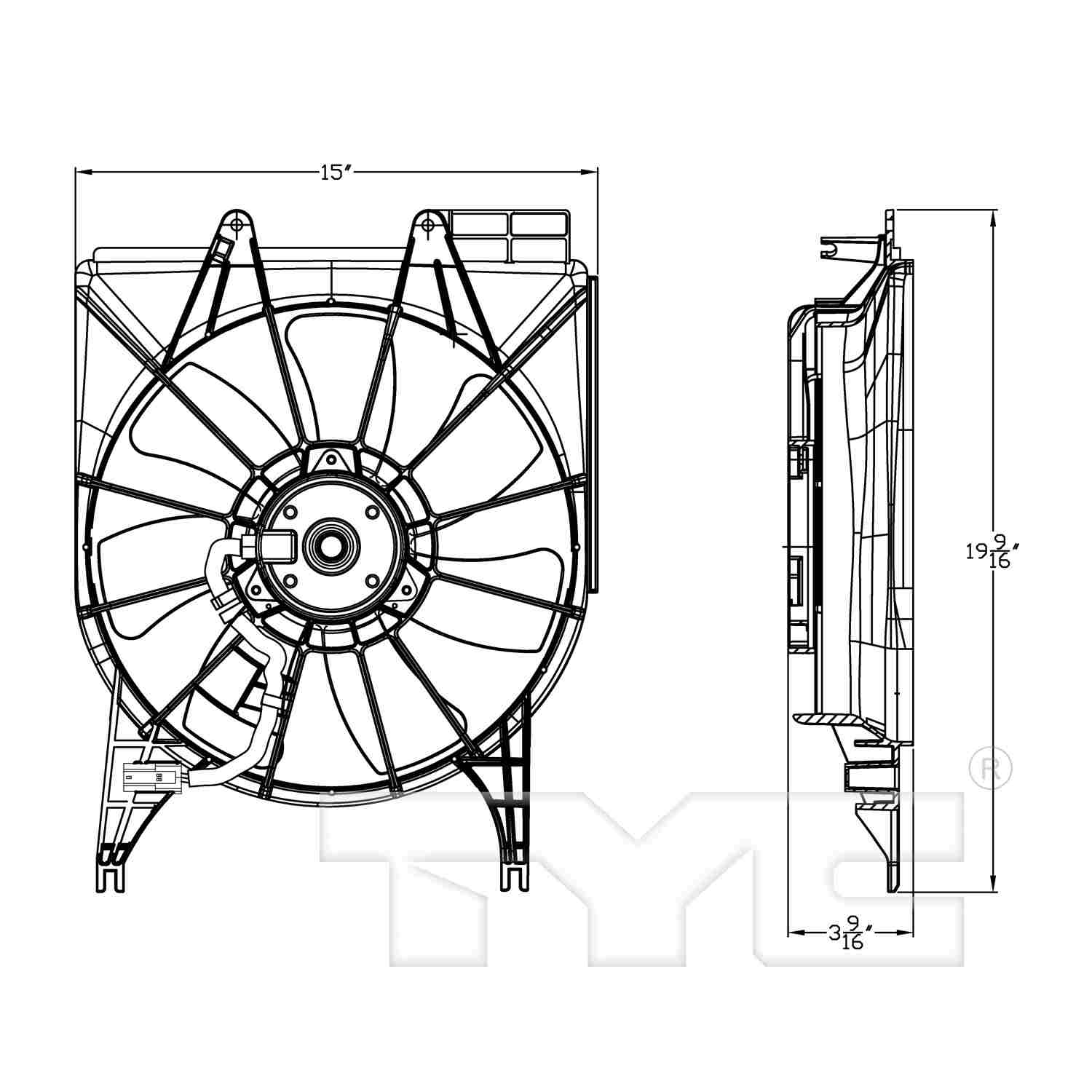 TYC A/C Condenser Fan Assembly 611510
