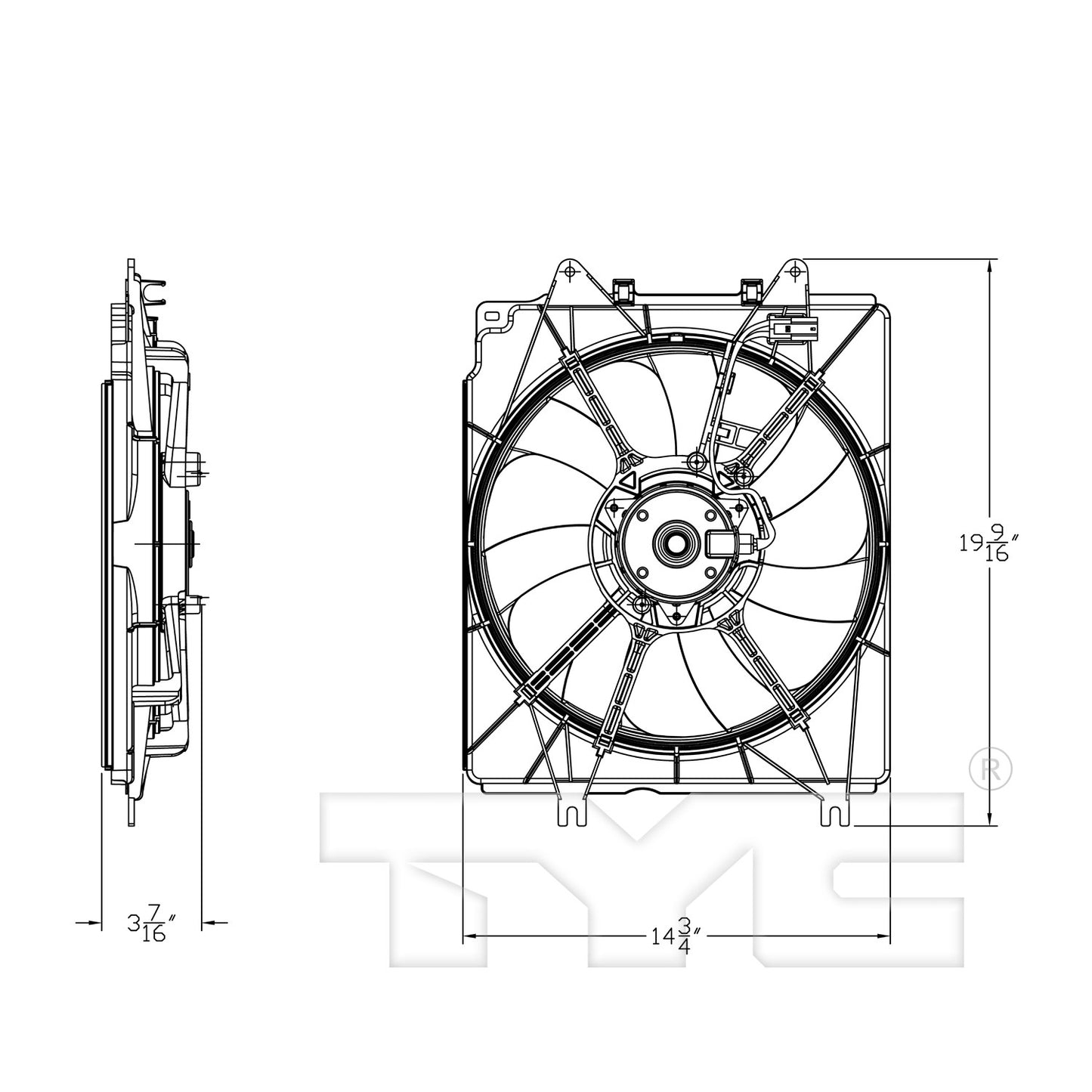 TYC A/C Condenser Fan Assembly 611550