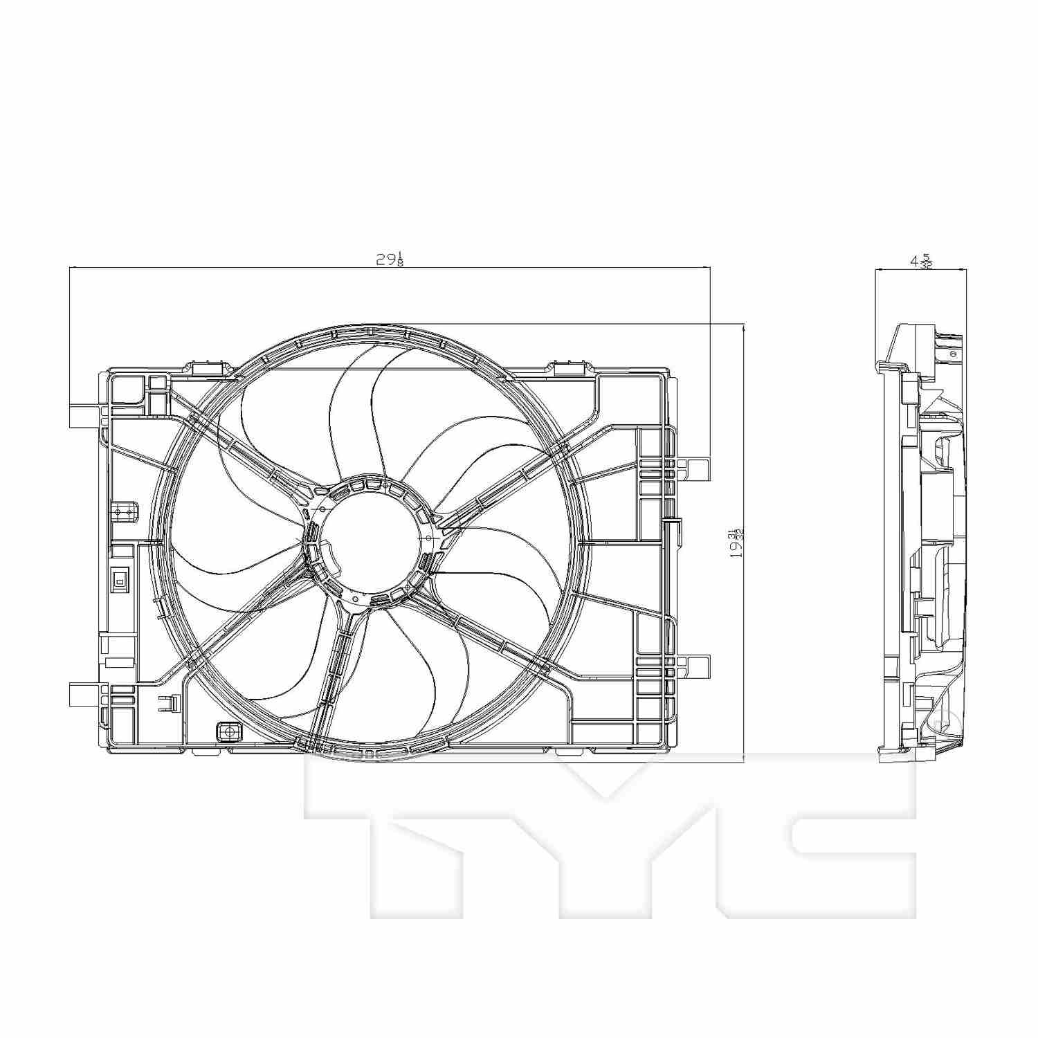 TYC Dual Radiator and Condenser Fan Assembly 621400