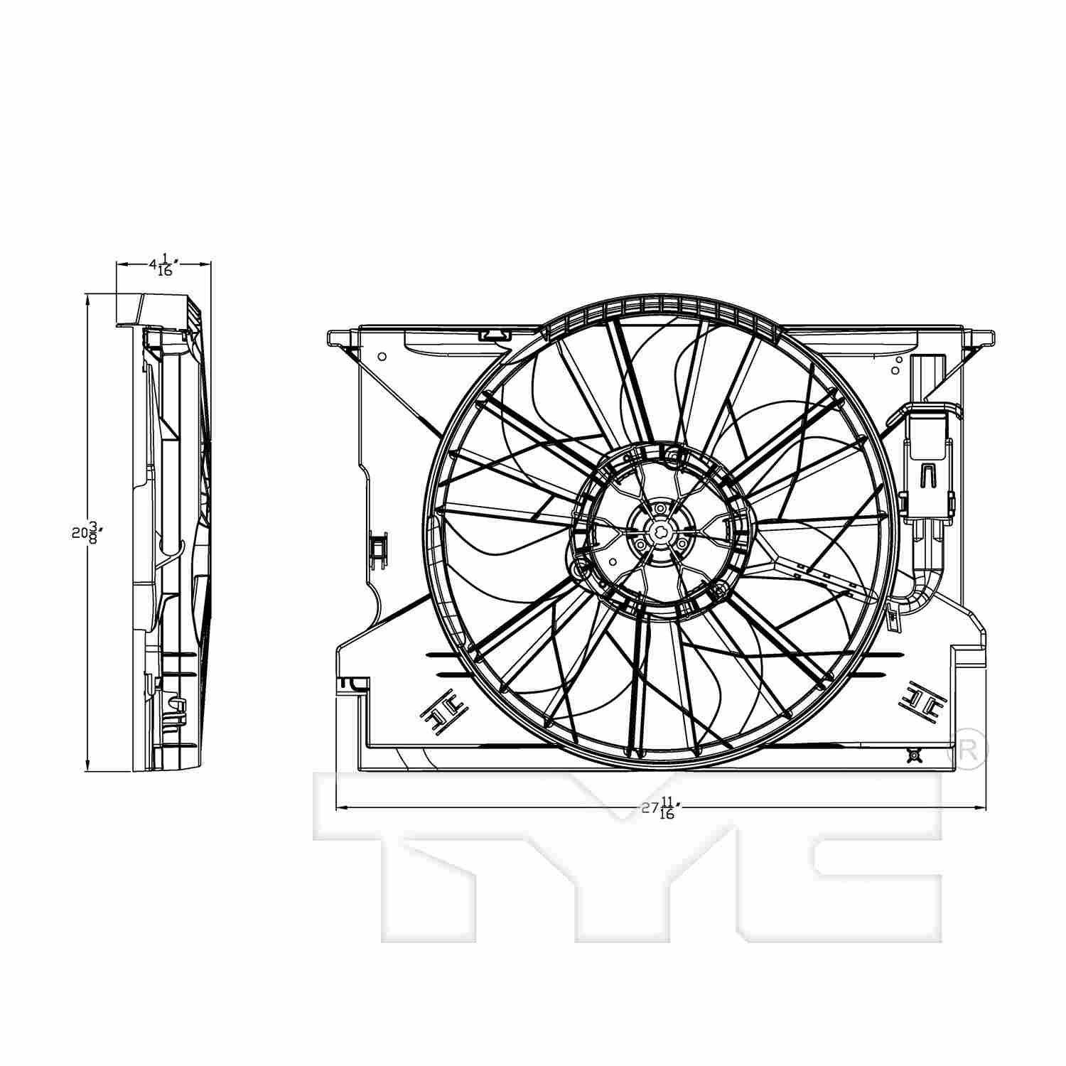 TYC Dual Radiator and Condenser Fan Assembly 621510