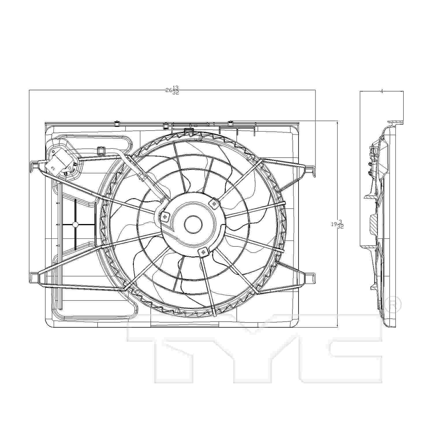 TYC Dual Radiator and Condenser Fan Assembly 621710