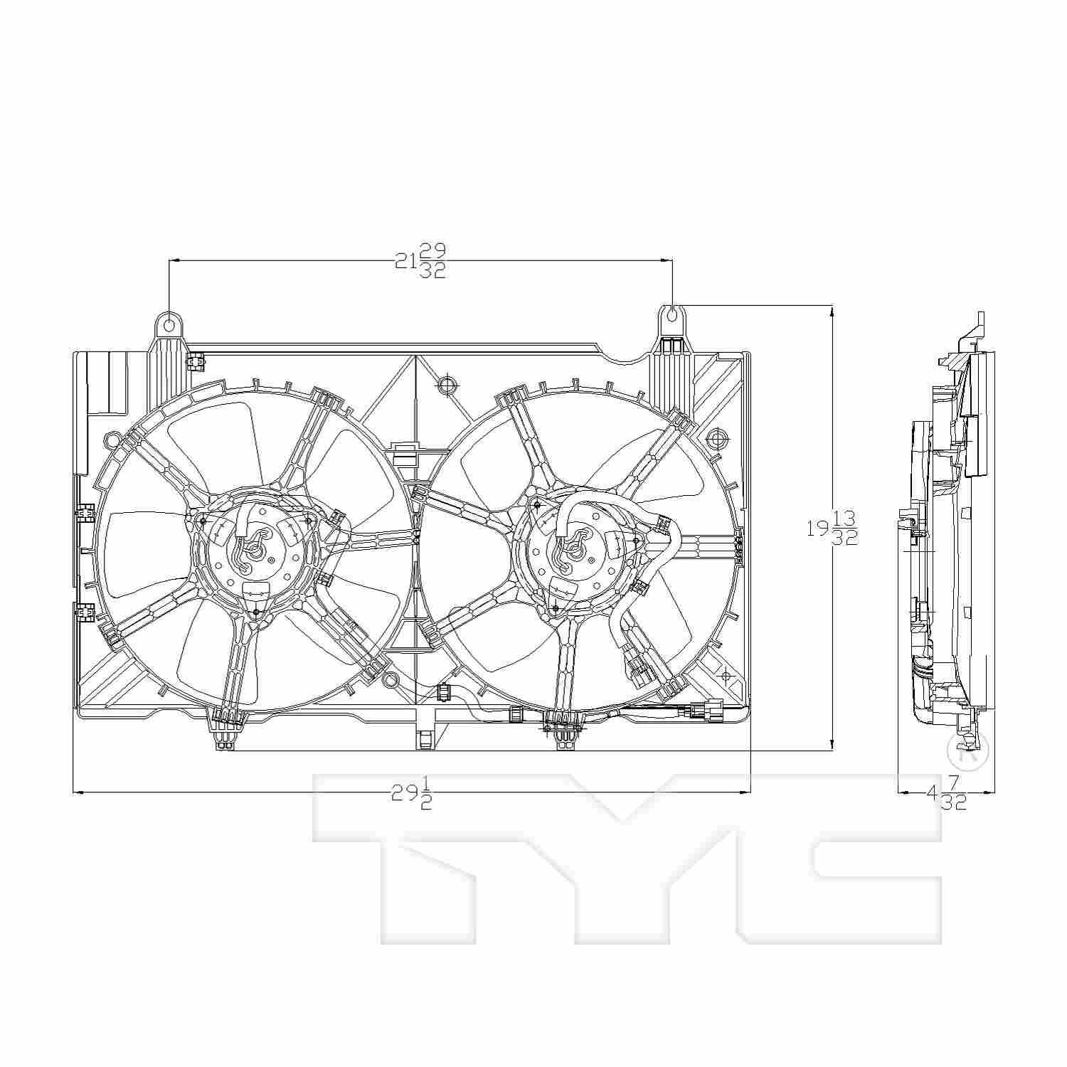 TYC Dual Radiator and Condenser Fan Assembly