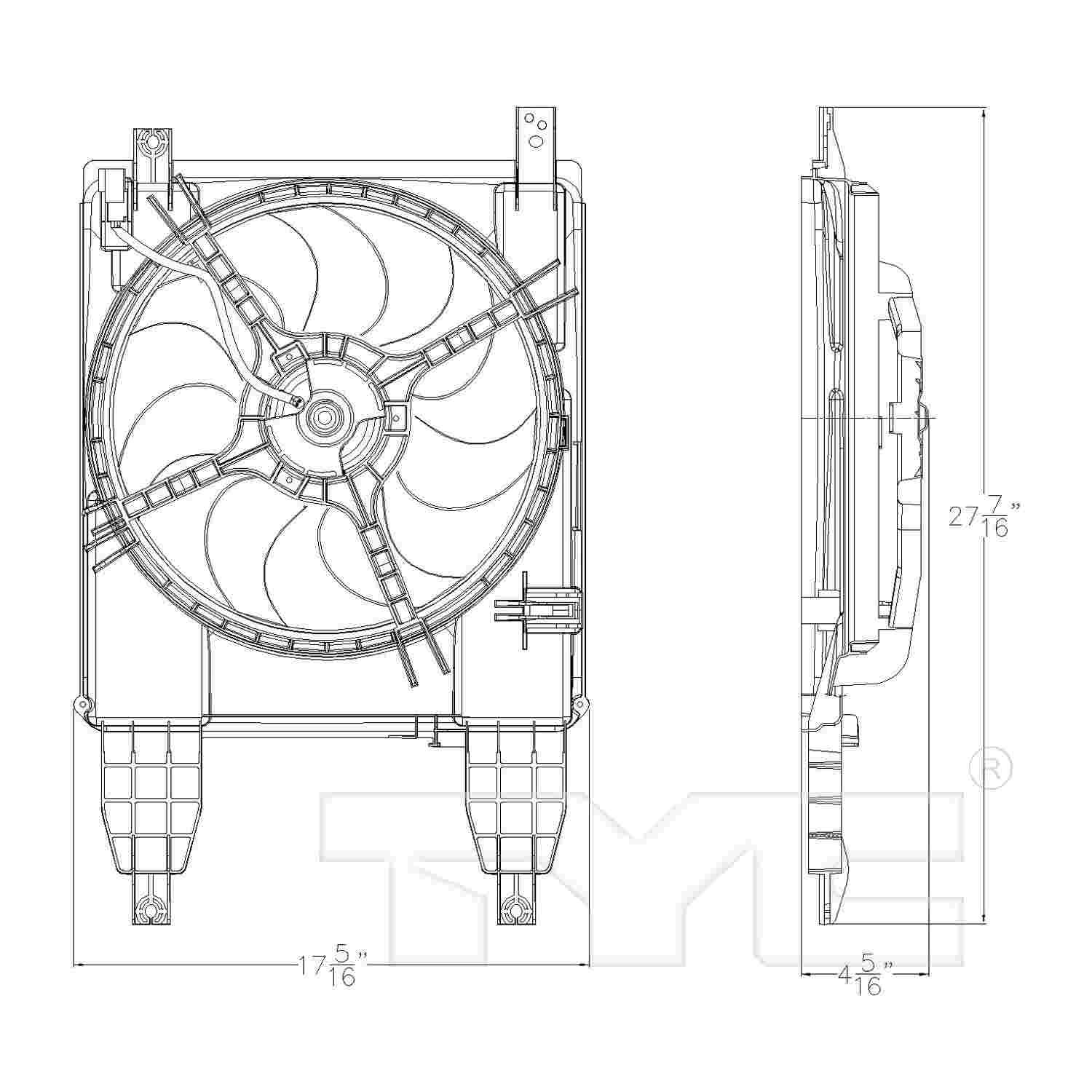 TYC Dual Radiator and Condenser Fan Assembly 622260