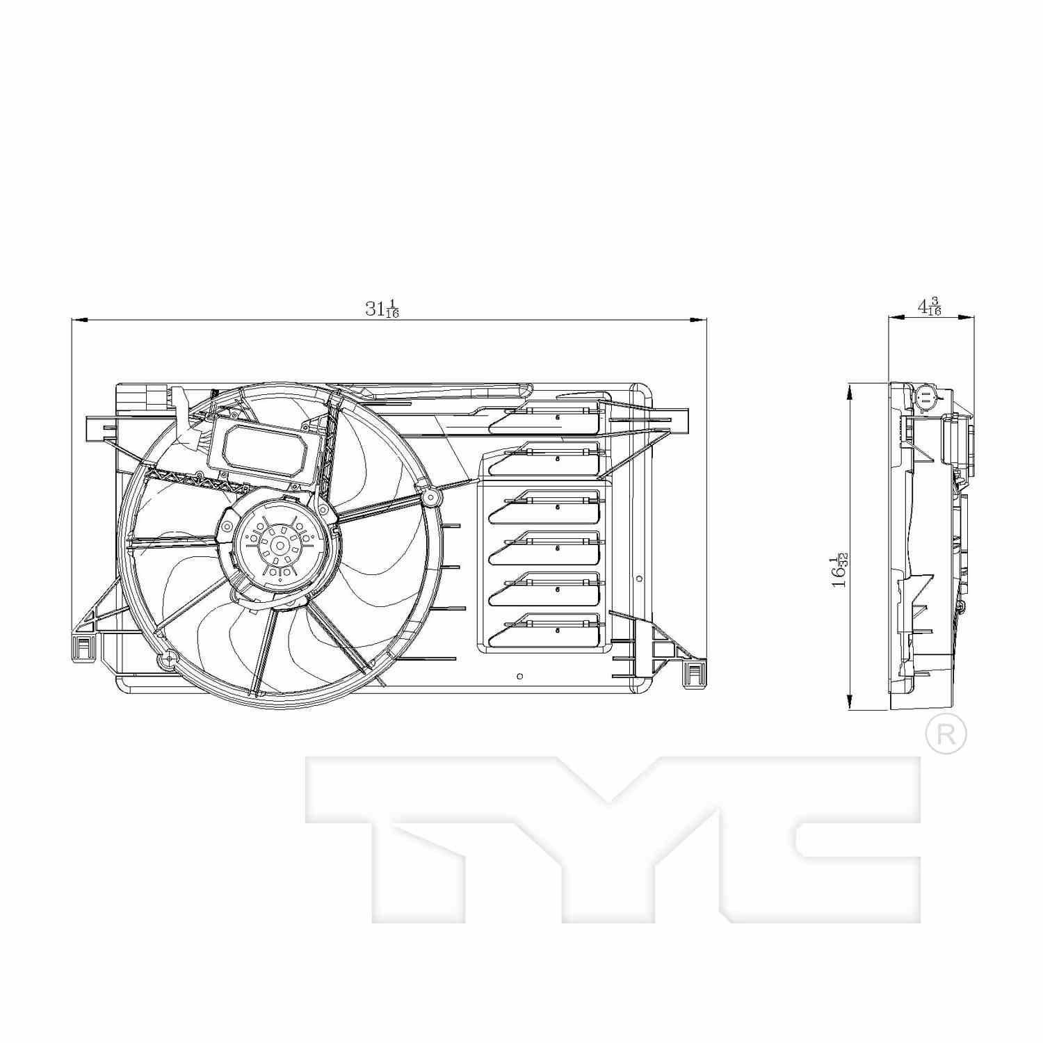 TYC Dual Radiator and Condenser Fan Assembly 622400