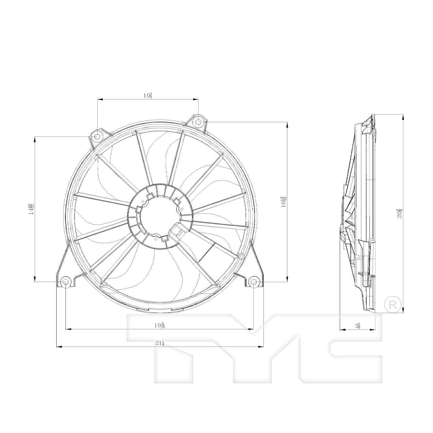 TYC Dual Radiator and Condenser Fan Assembly 622520