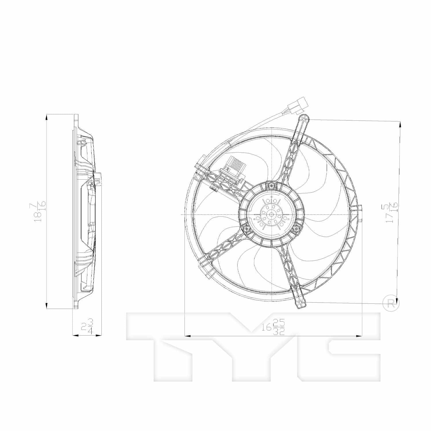 TYC Dual Radiator and Condenser Fan Assembly 622560