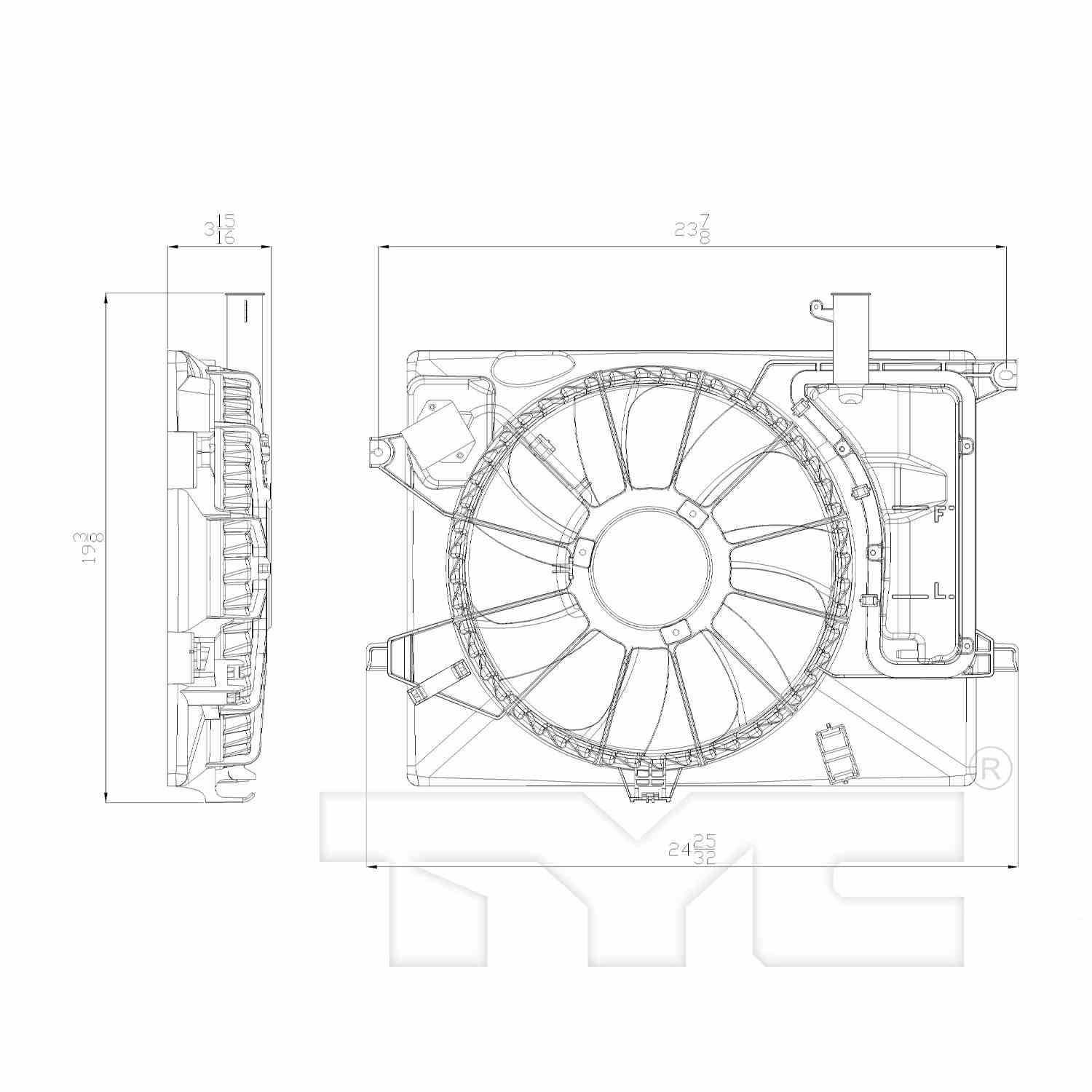 TYC Dual Radiator and Condenser Fan Assembly 622580