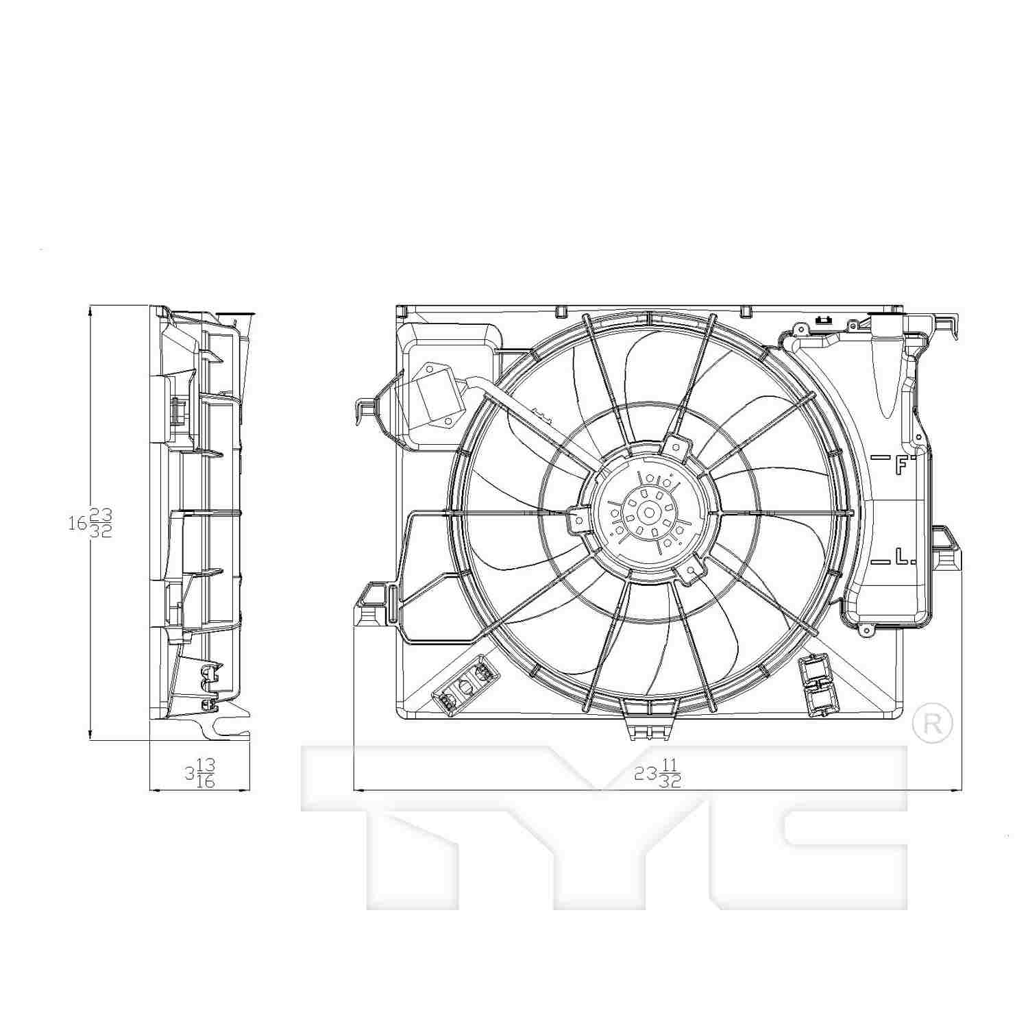 TYC Dual Radiator and Condenser Fan Assembly 622590