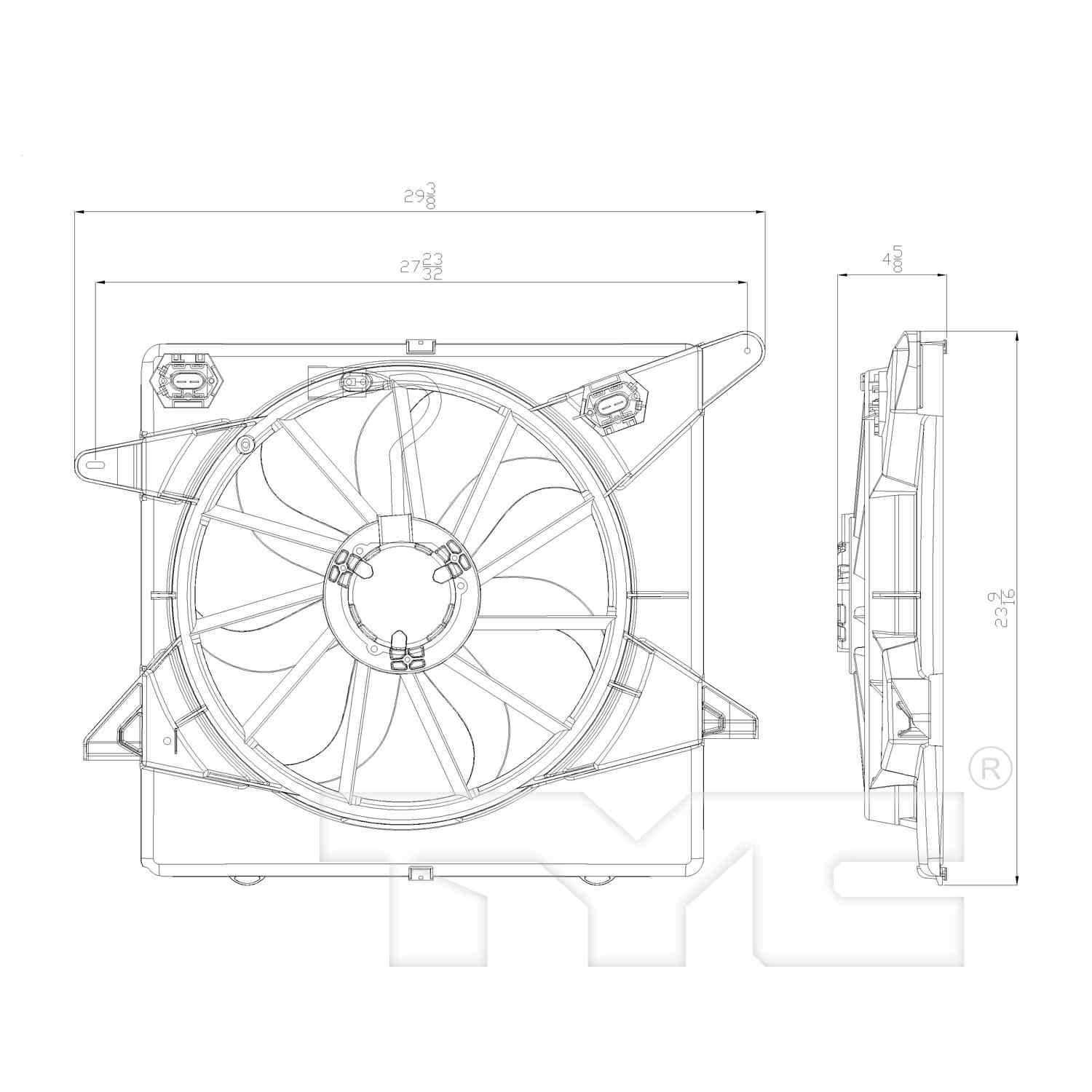 TYC Dual Radiator and Condenser Fan Assembly 622650