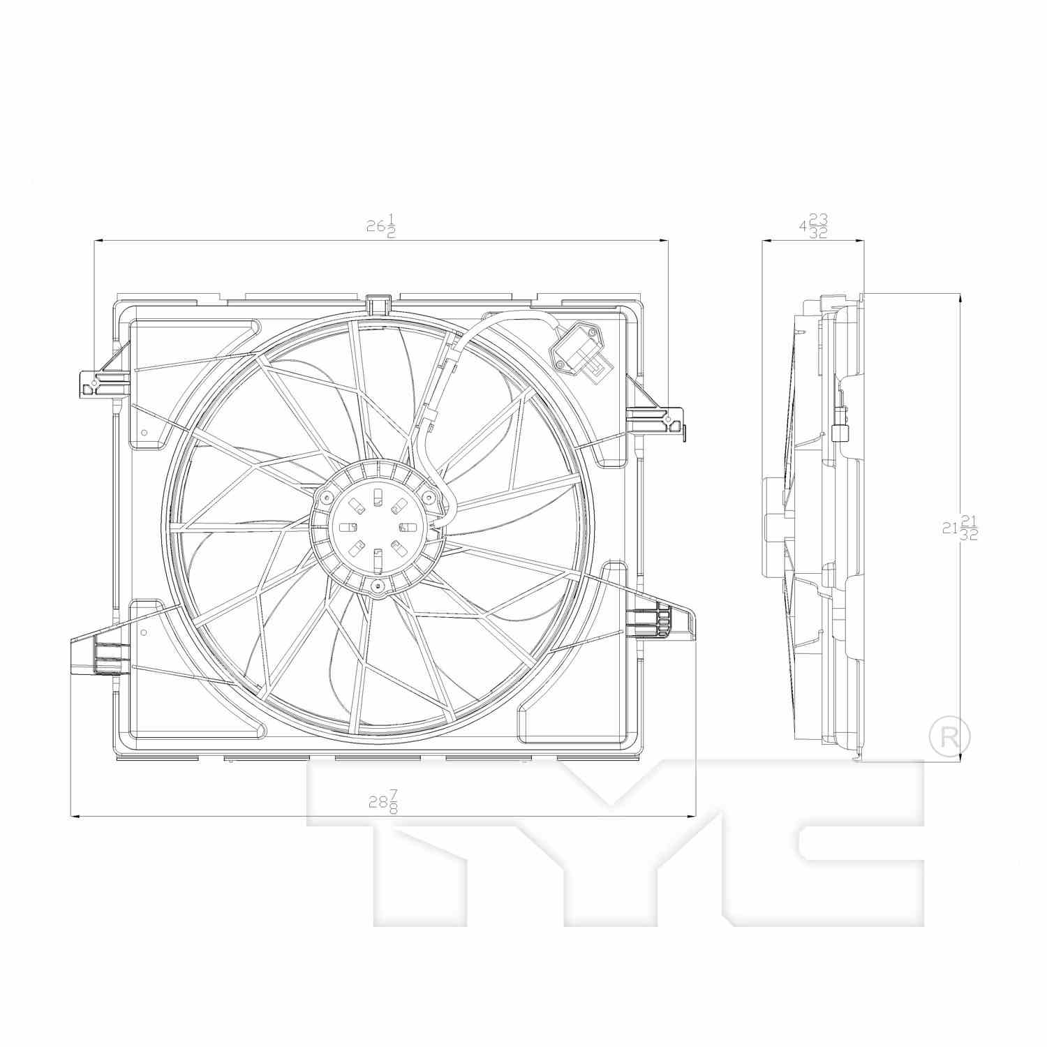 TYC Dual Radiator and Condenser Fan Assembly 622660