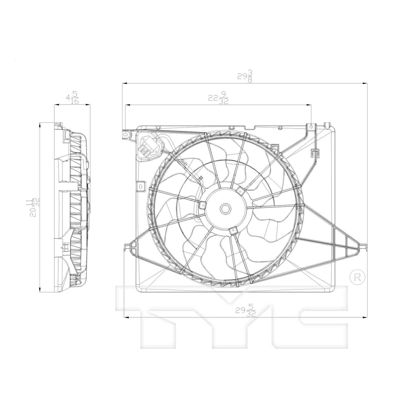 TYC Dual Radiator and Condenser Fan Assembly 622730