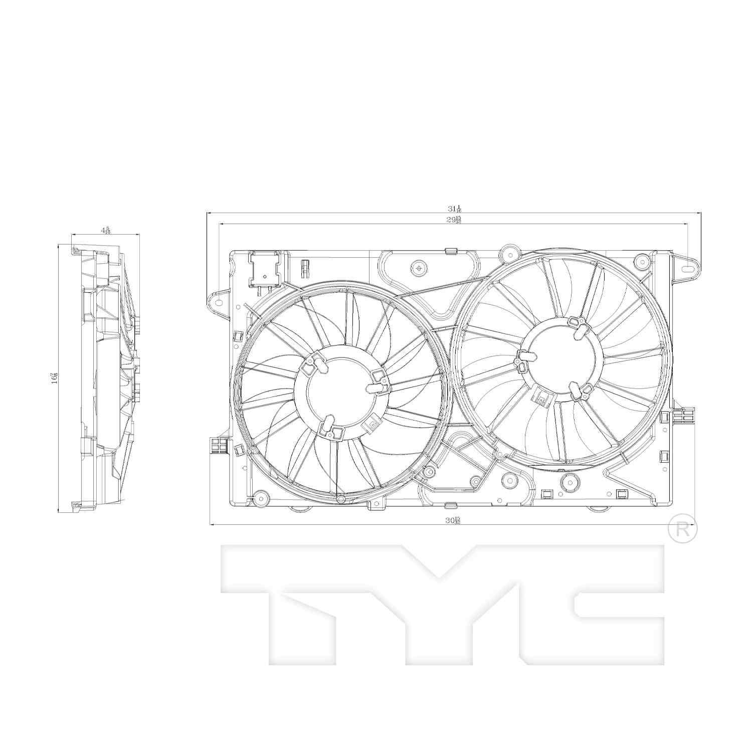 TYC Dual Radiator and Condenser Fan Assembly 622850