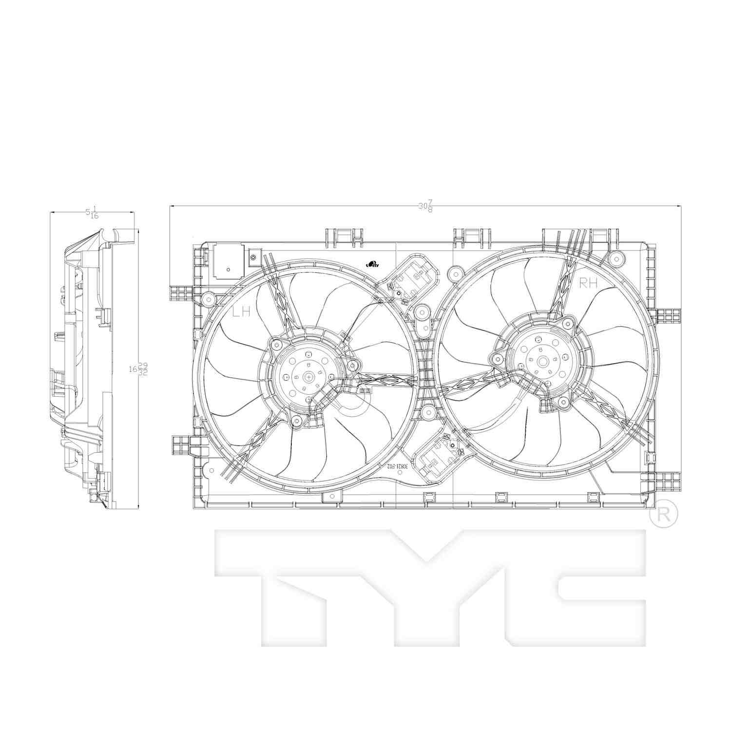 TYC Dual Radiator and Condenser Fan Assembly 622860