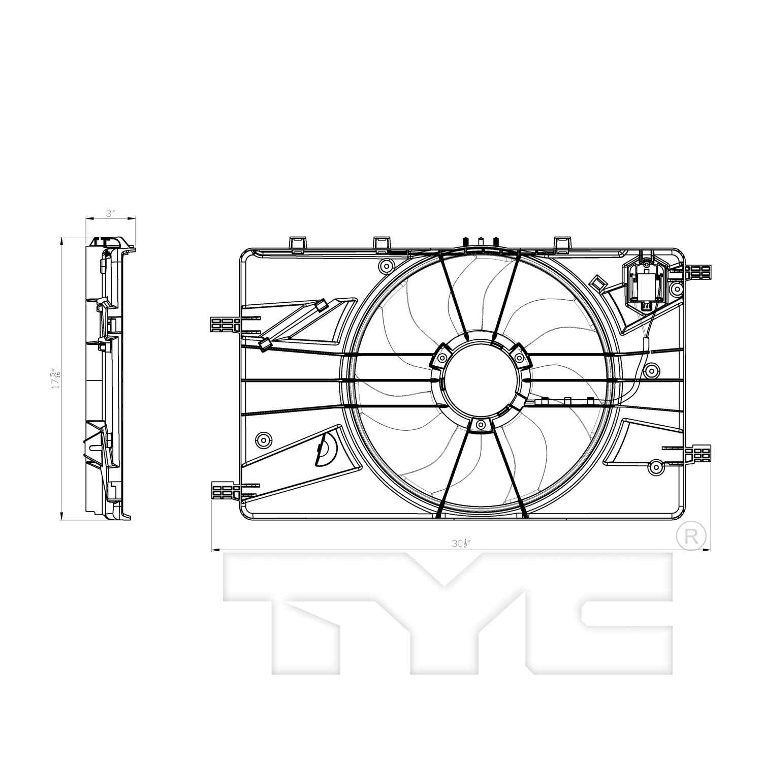 TYC Dual Radiator and Condenser Fan Assembly 622890