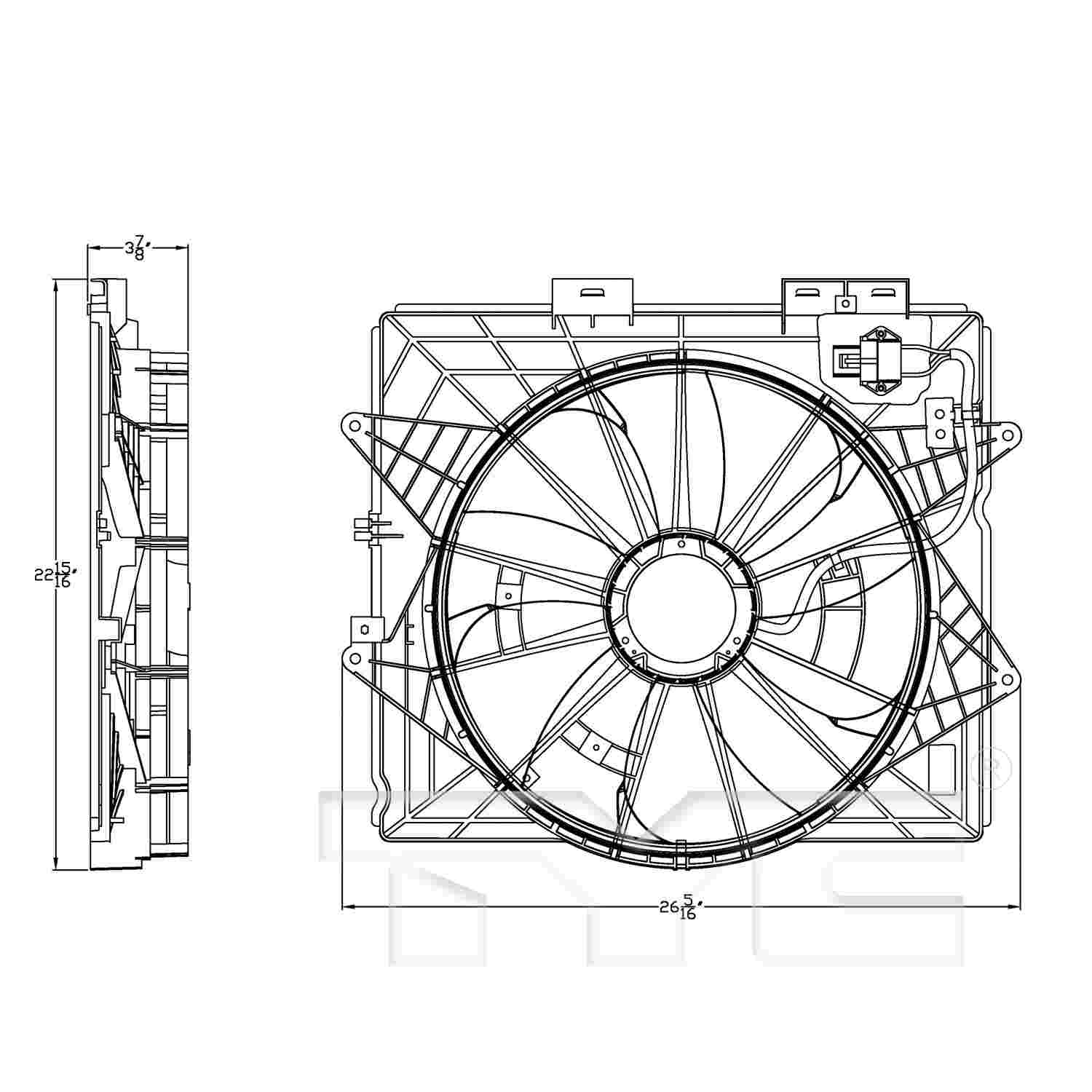 TYC Dual Radiator and Condenser Fan Assembly 622930